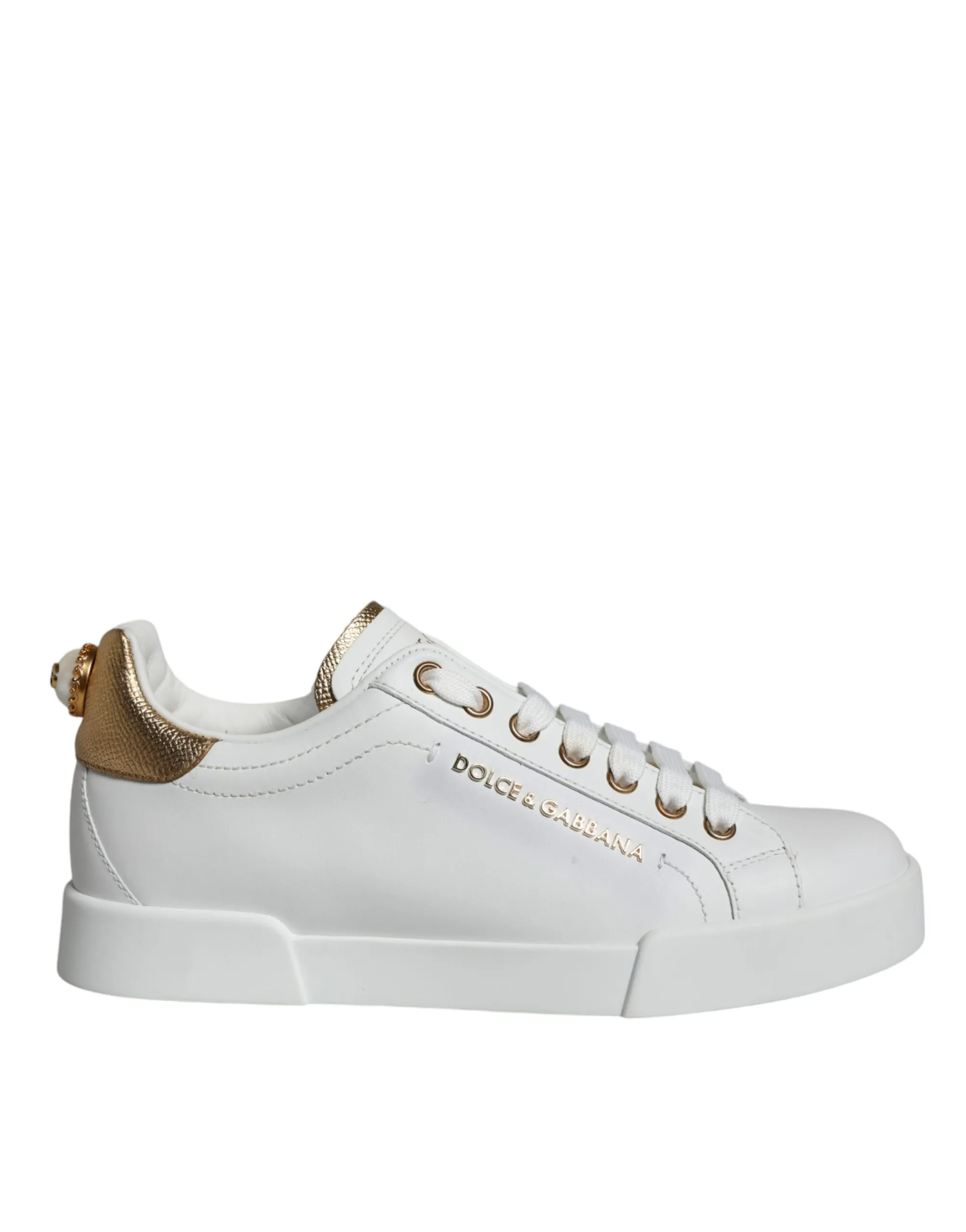 Dolce & Gabbana Women's White Leather Portofino Low Top Sneakers Shoes