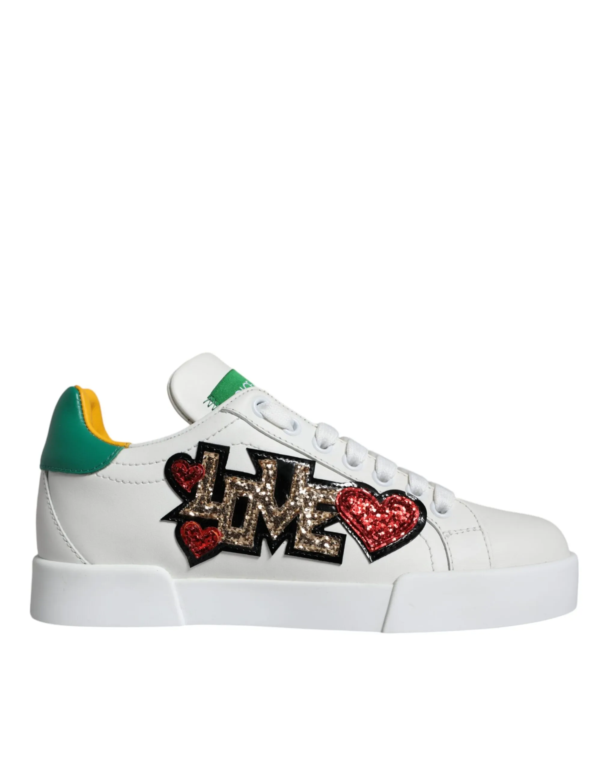 Dolce & Gabbana Women's White Love Patch Portofino Sneakers Shoes