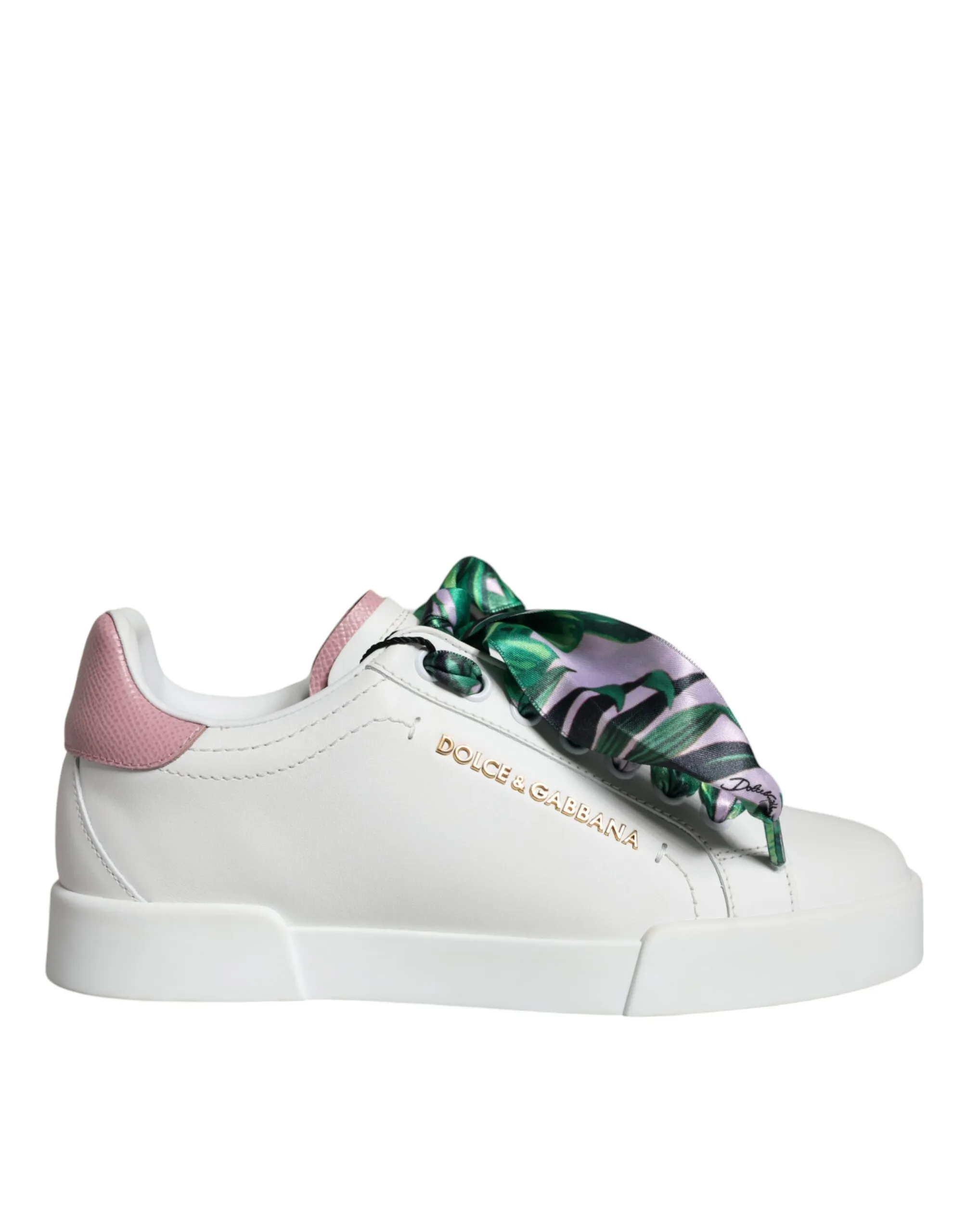 Dolce & Gabbana Women's White Leather Portofino Low Top Sneakers Shoes