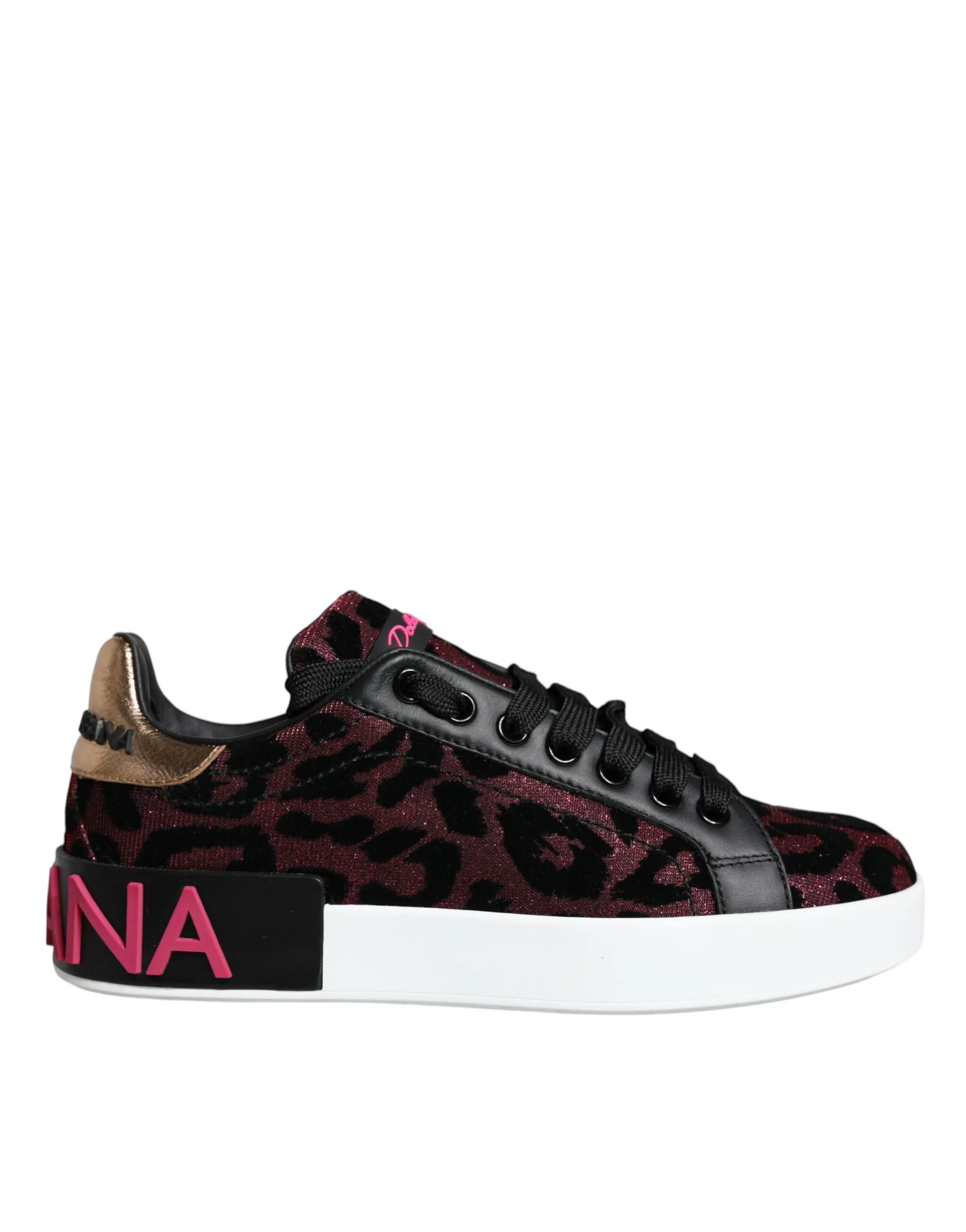 Dolce & Gabbana Women's Red Leopard Lurex Classic Sneakers Shoes
