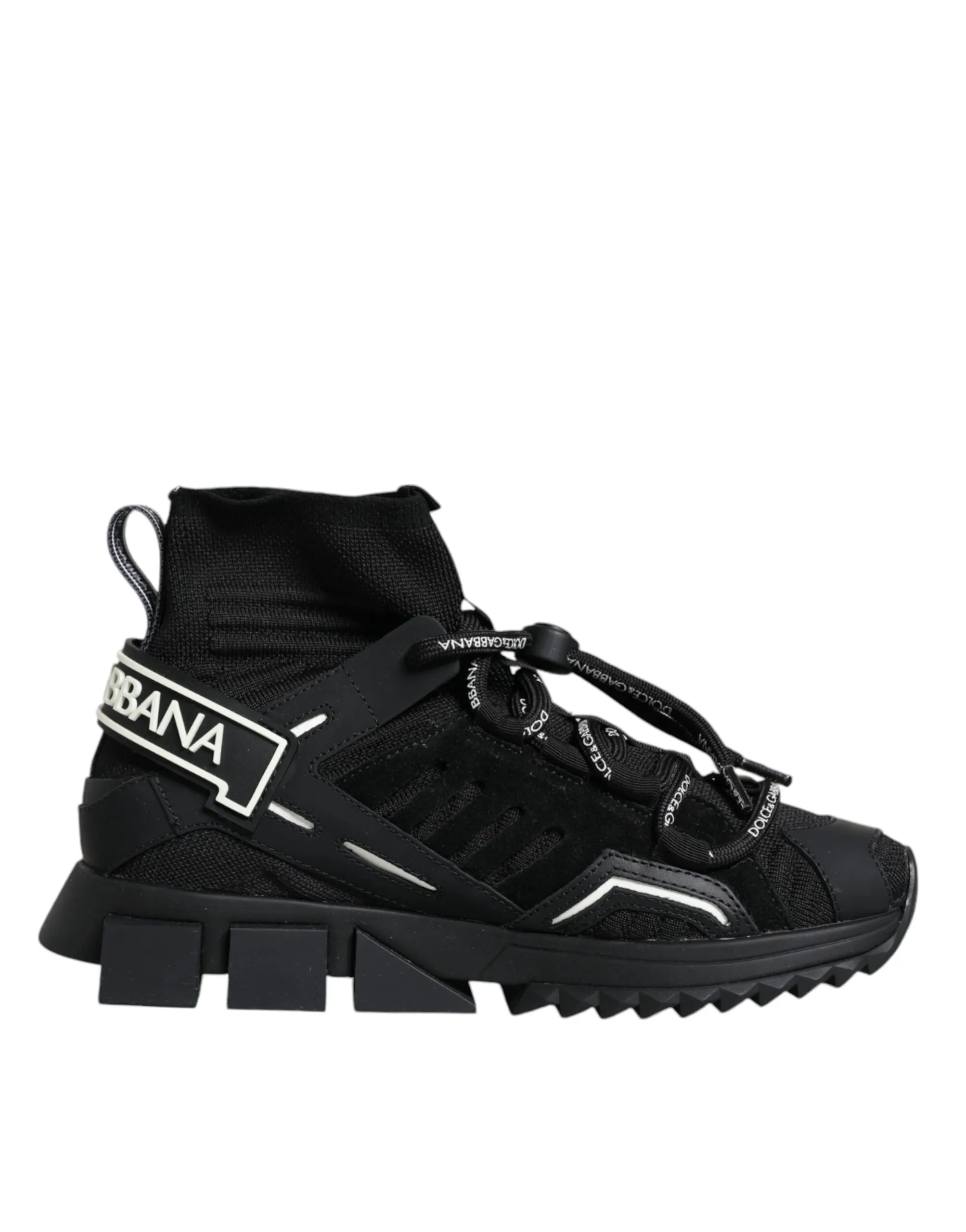 Dolce & Gabbana Women's Black Sorrento Socks Logo Sneakers Shoes