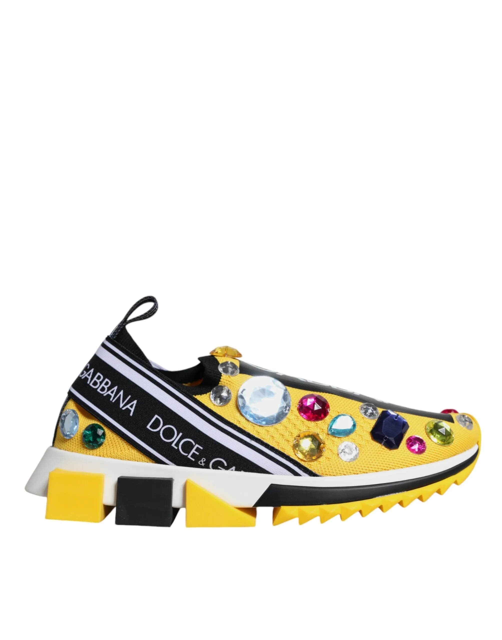 Dolce & Gabbana Women's Yellow Sorrento Crystals Low Top Sneakers Shoes