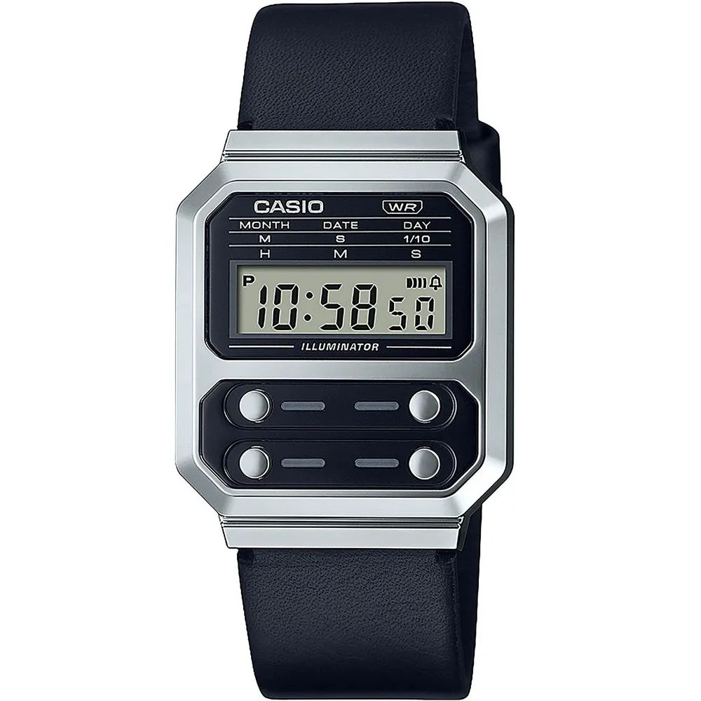 Casio Unisex Black Leather Watch