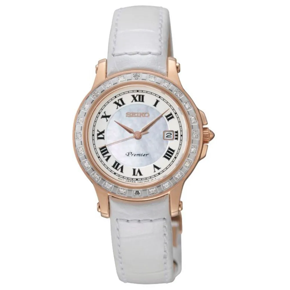 Seiko Women's White Leather Watch