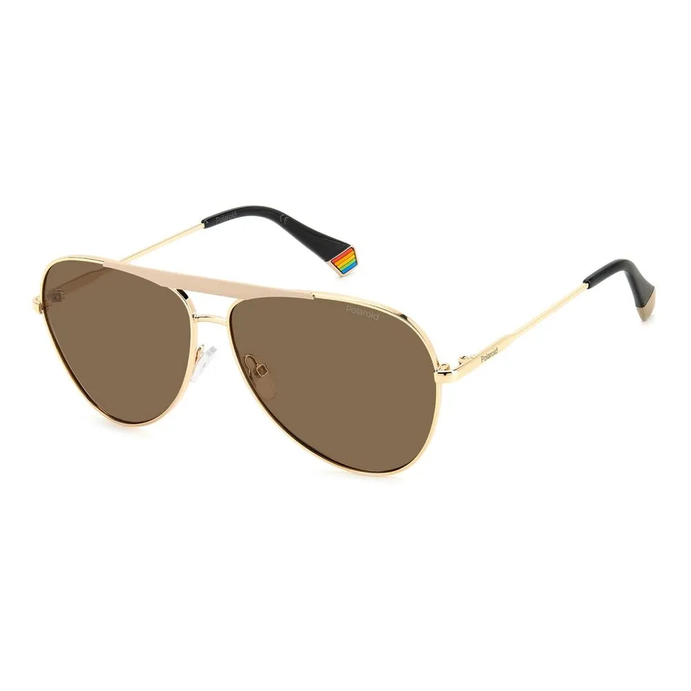 Polaroid Unisex Gold Stainless Steel Stainless Steel Sunglasses