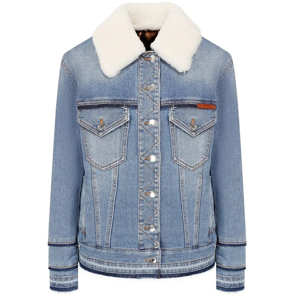 Dolce & Gabbana Women's Light Blue Cotton Jackets & Coat