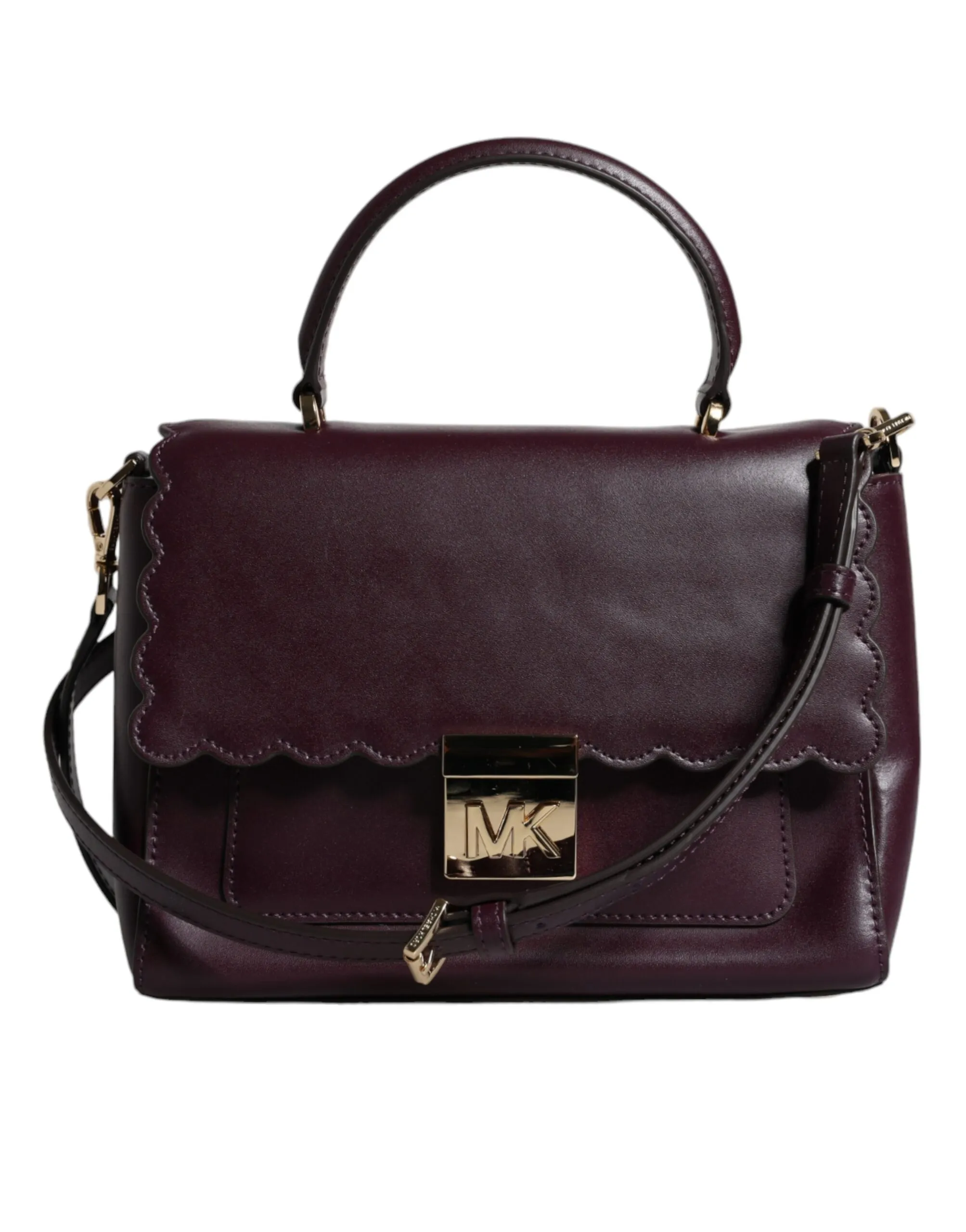 Michael Kors Women's Purple Leather Logo Plaque Crossbody MINDY Satchel Bag