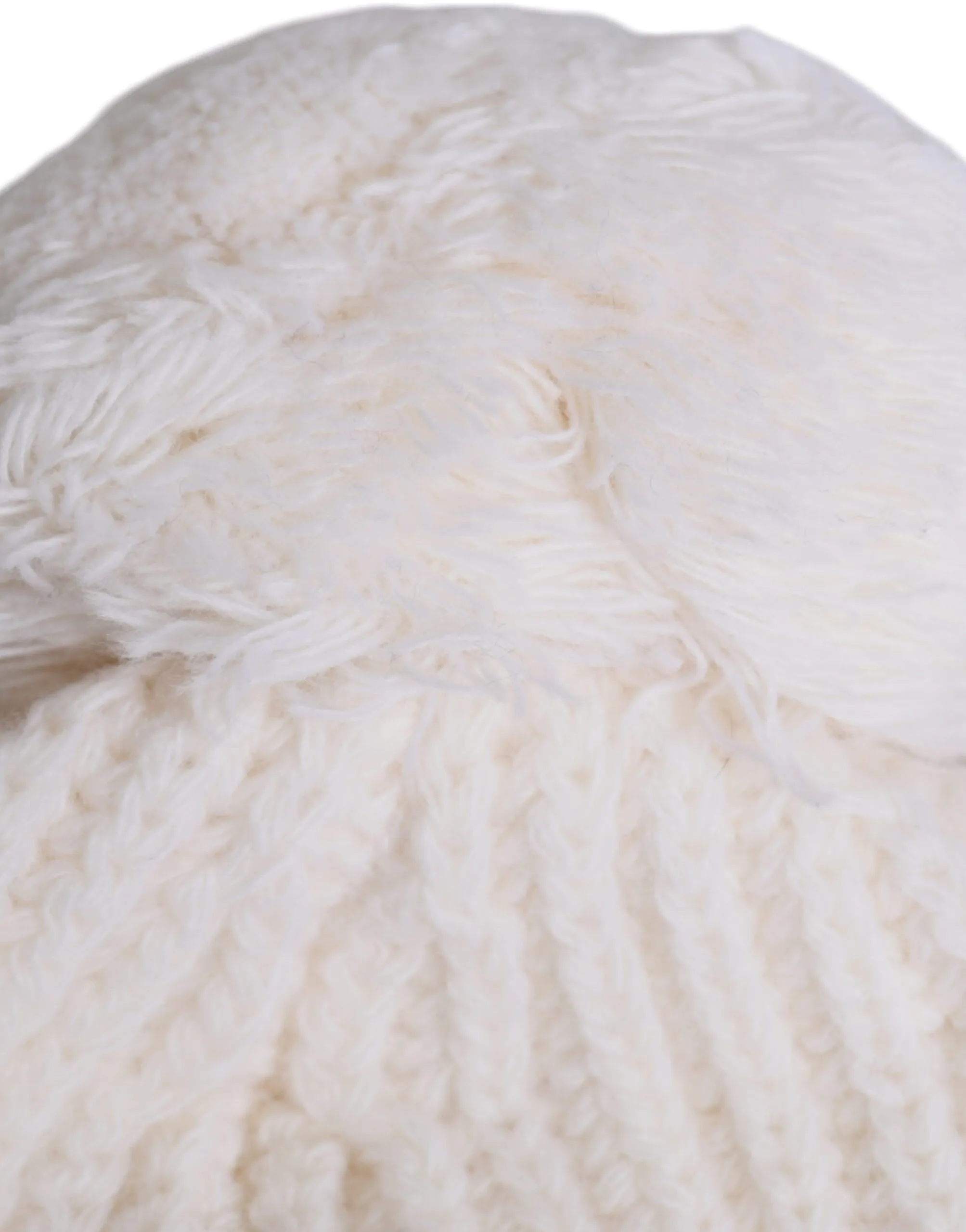 Dolce & Gabbana Women's White Wool Fur Ball Princess Winter Hat