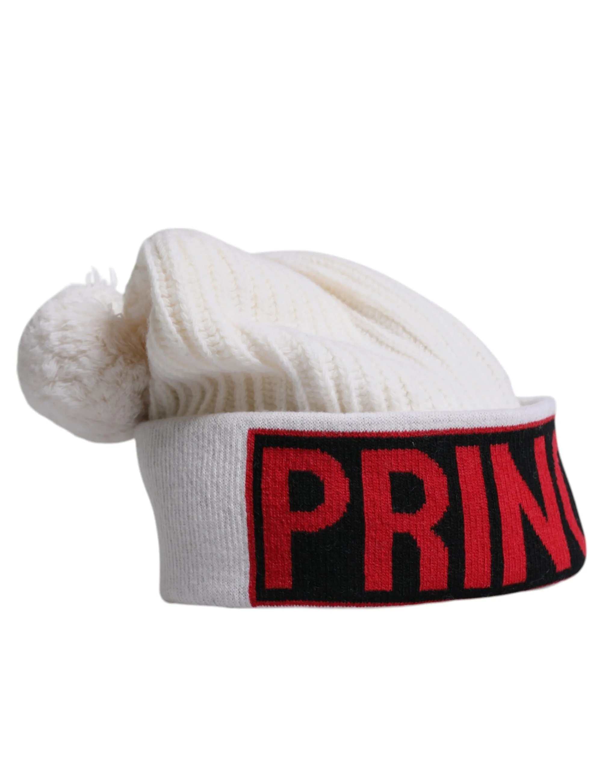 Dolce & Gabbana Women's White Wool Fur Ball Princess Winter Hat