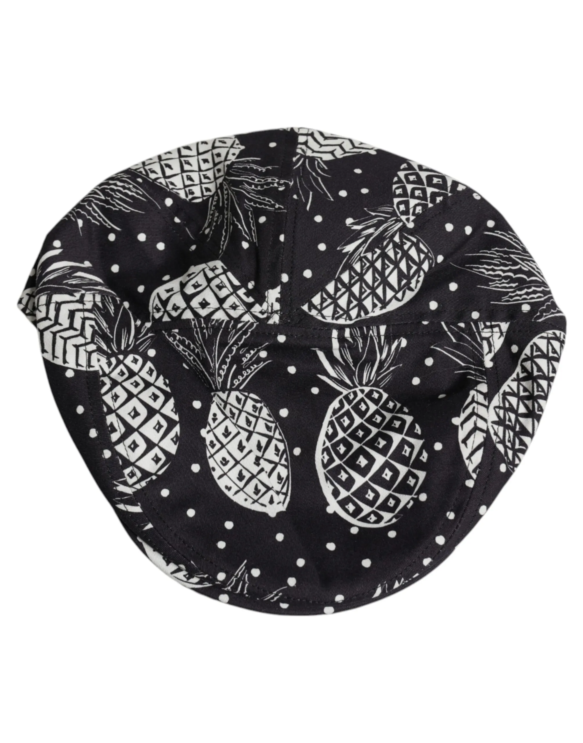 Dolce & Gabbana Women's Black White Pineapple Print Newsboy Cap Hat
