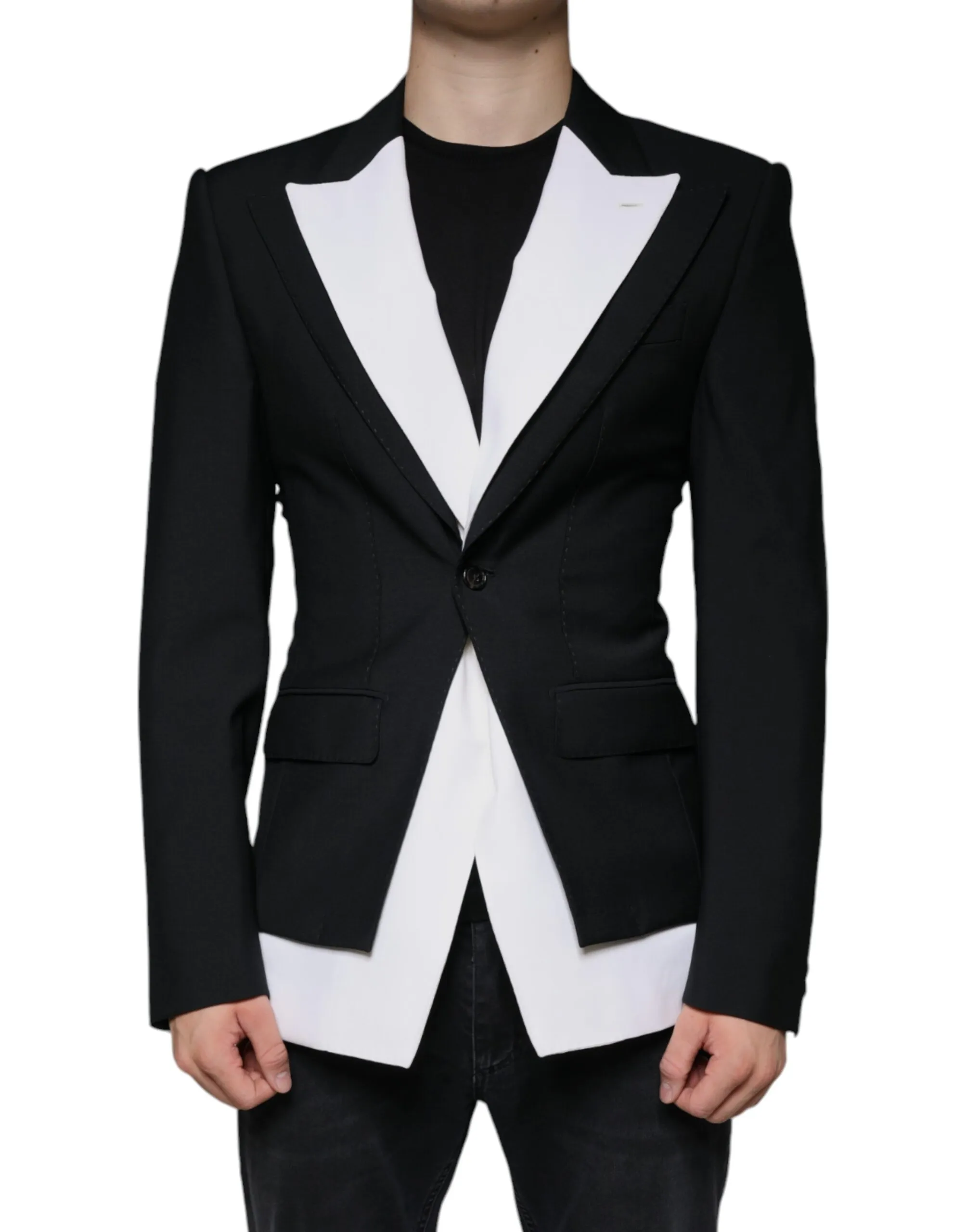 Dolce & Gabbana Men's Black White Single Breasted Dress Blazer