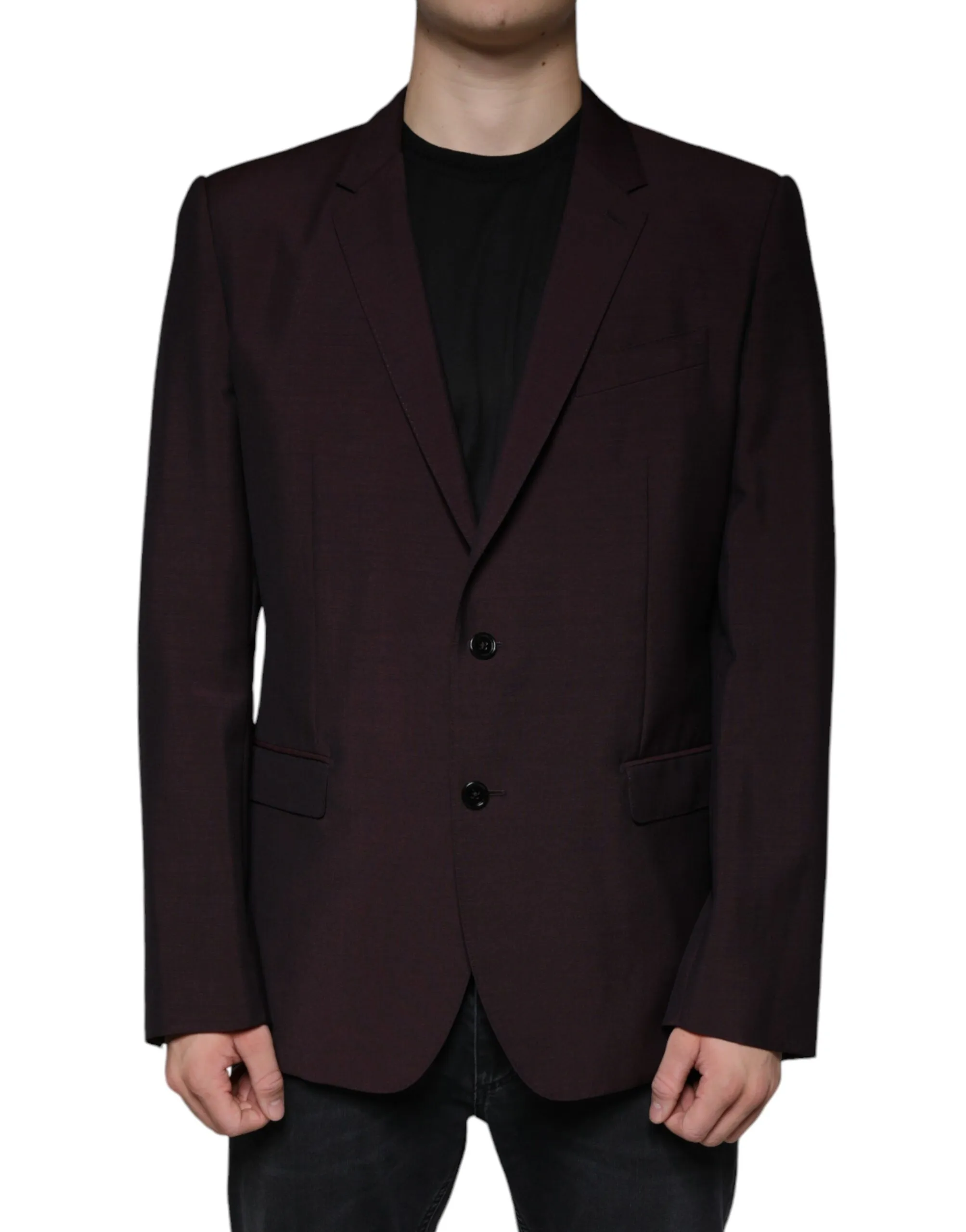 Dolce & Gabbana Men's Bordeaux Wool Single Breasted Dress Blazer