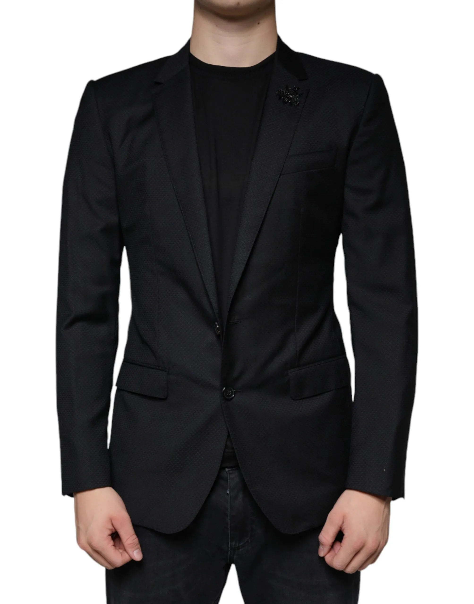 Dolce & Gabbana Men's Black MARTINI Bee Single Breasted Blazer