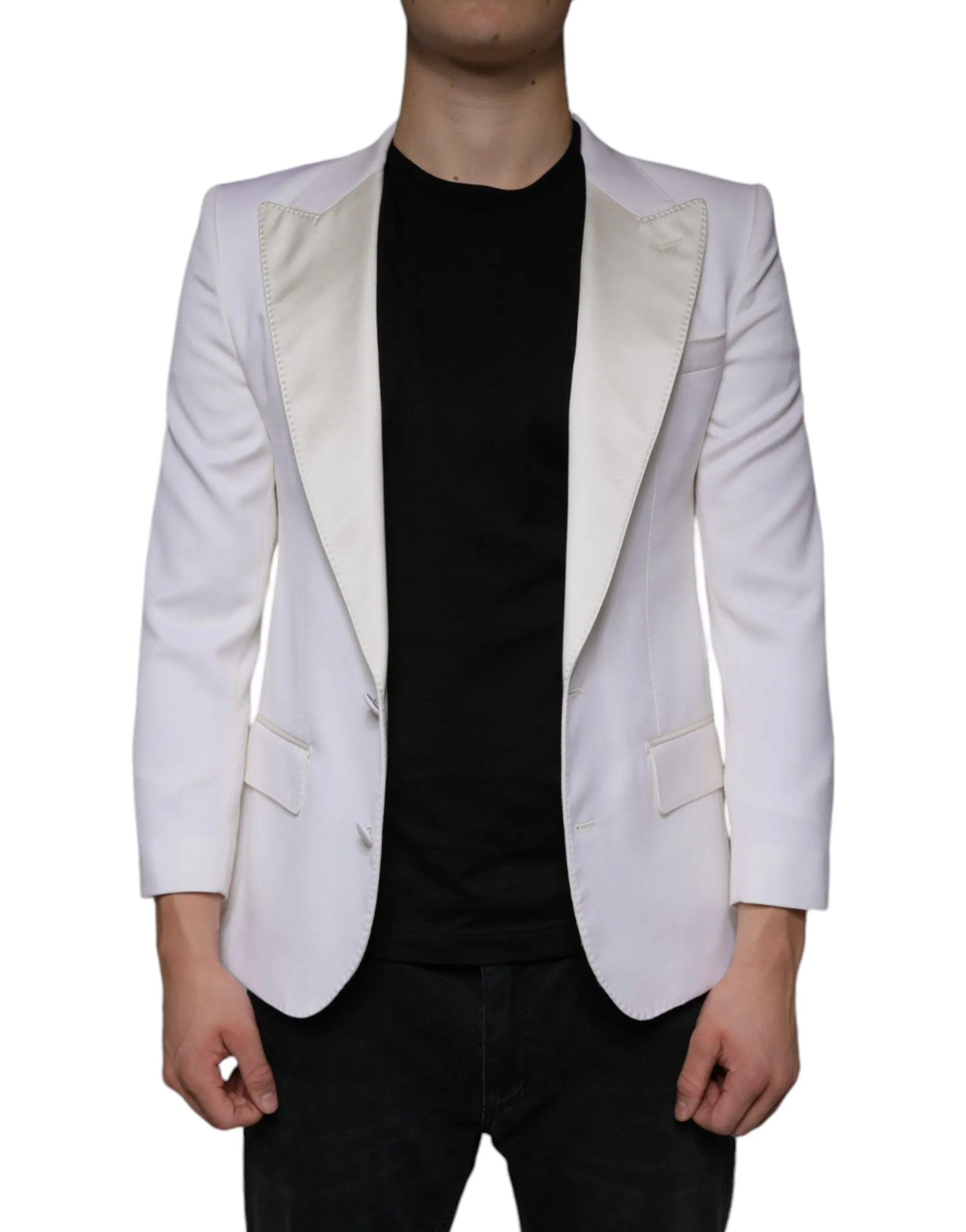 Dolce & Gabbana Men's Off White Wool Single Breasted Dress Blazer