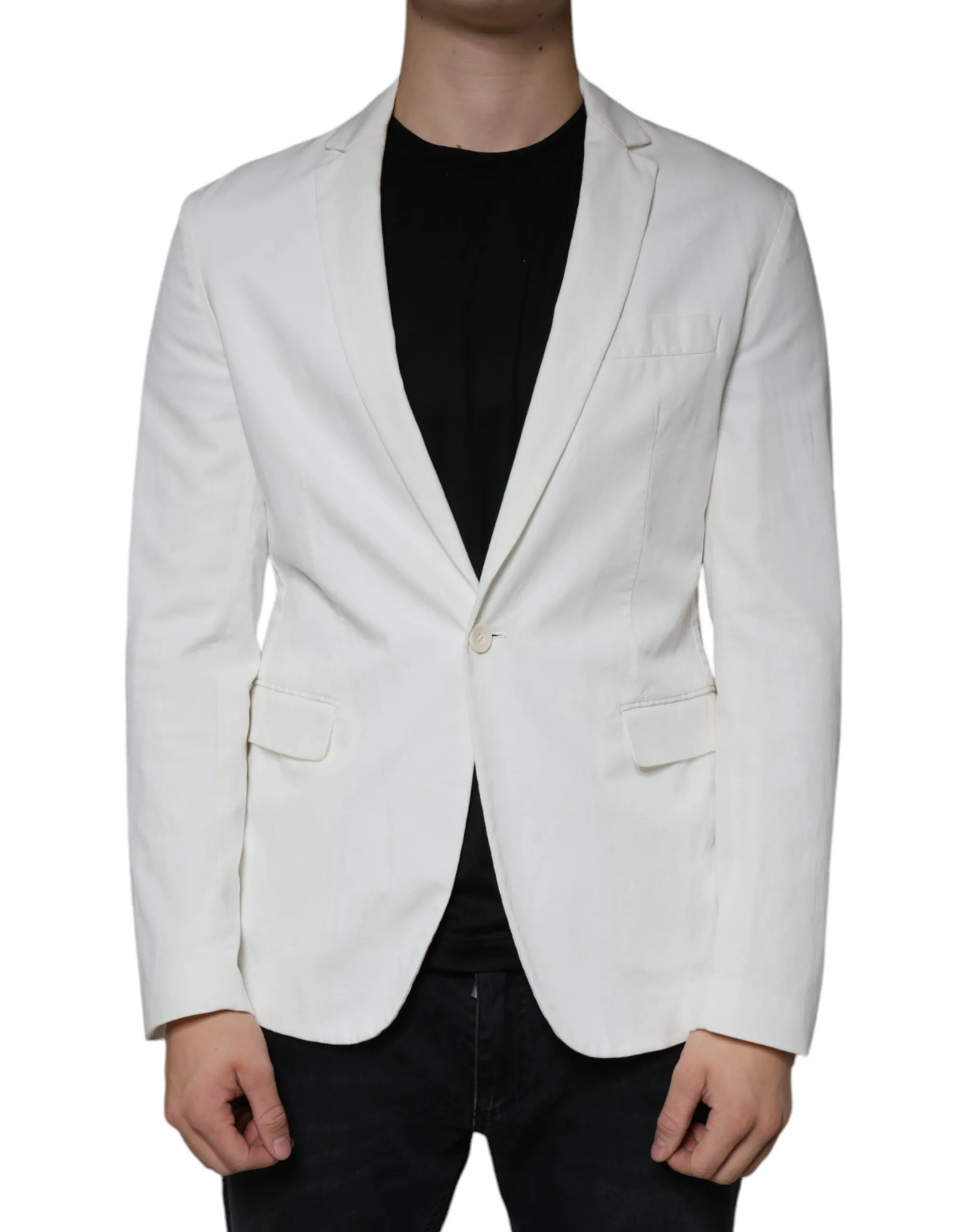 Dondup Men's White Single Breasted One Button Dress Formal Blazer