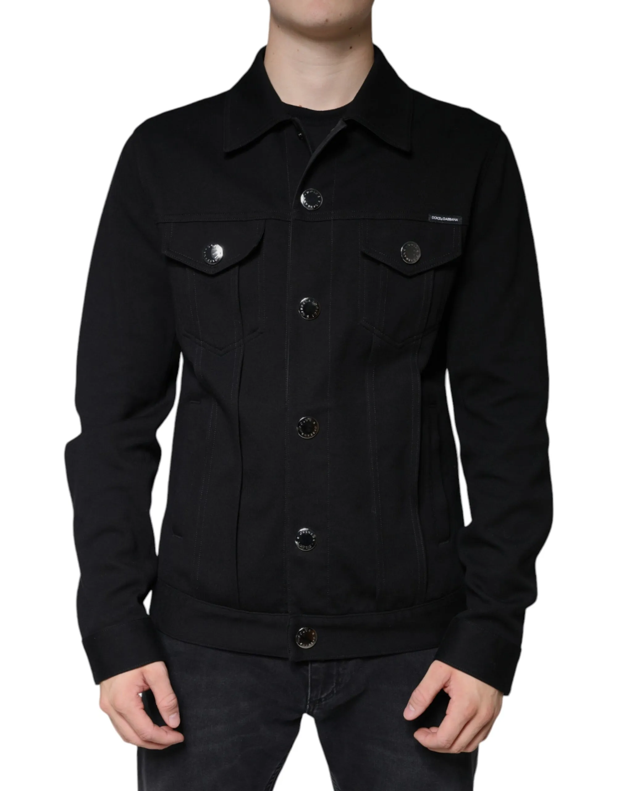 Dolce & Gabbana Men's Black Cotton Blend Button Down Jacket