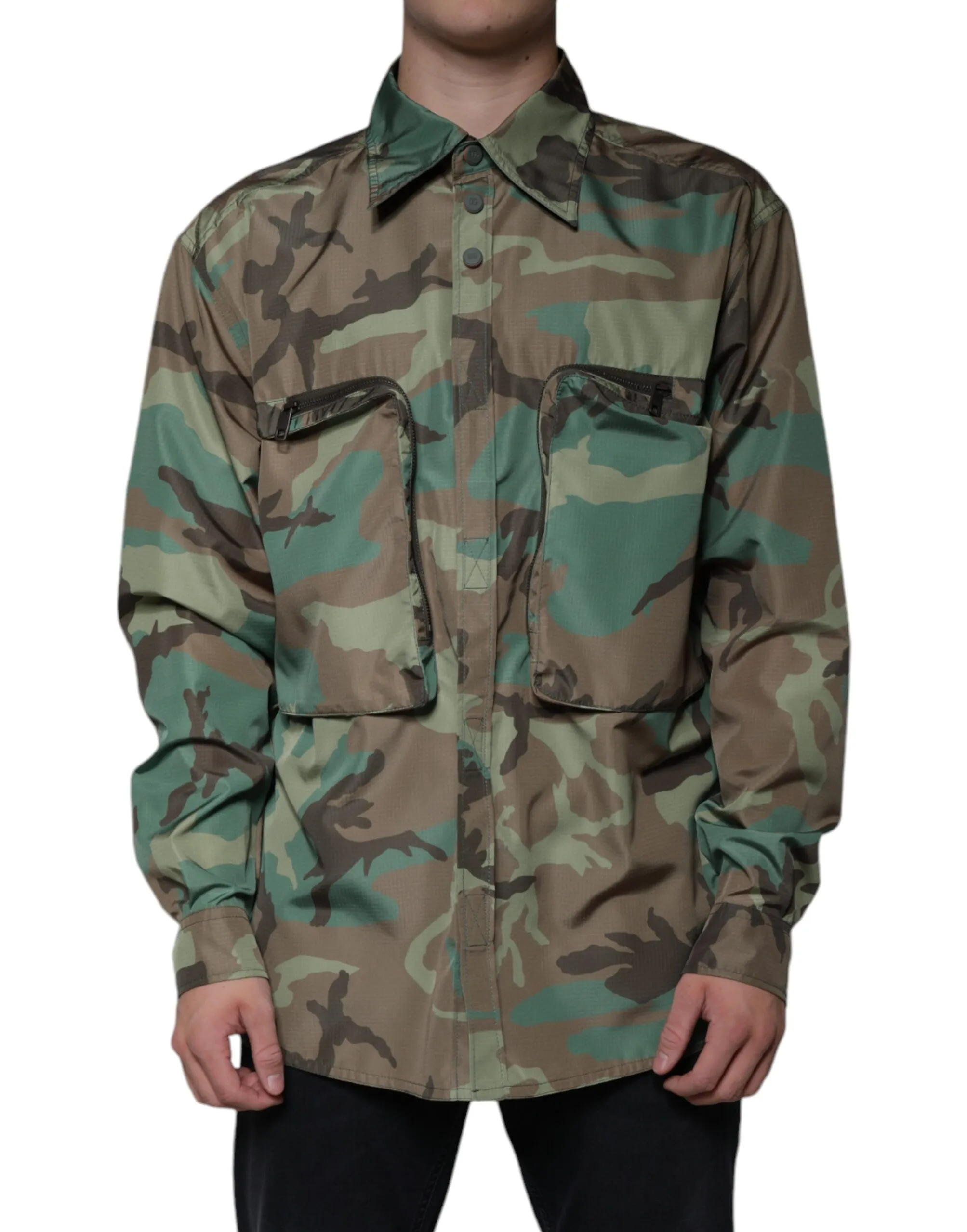 Dolce & Gabbana Men's Multicolor Camouflage Button Down Shirt