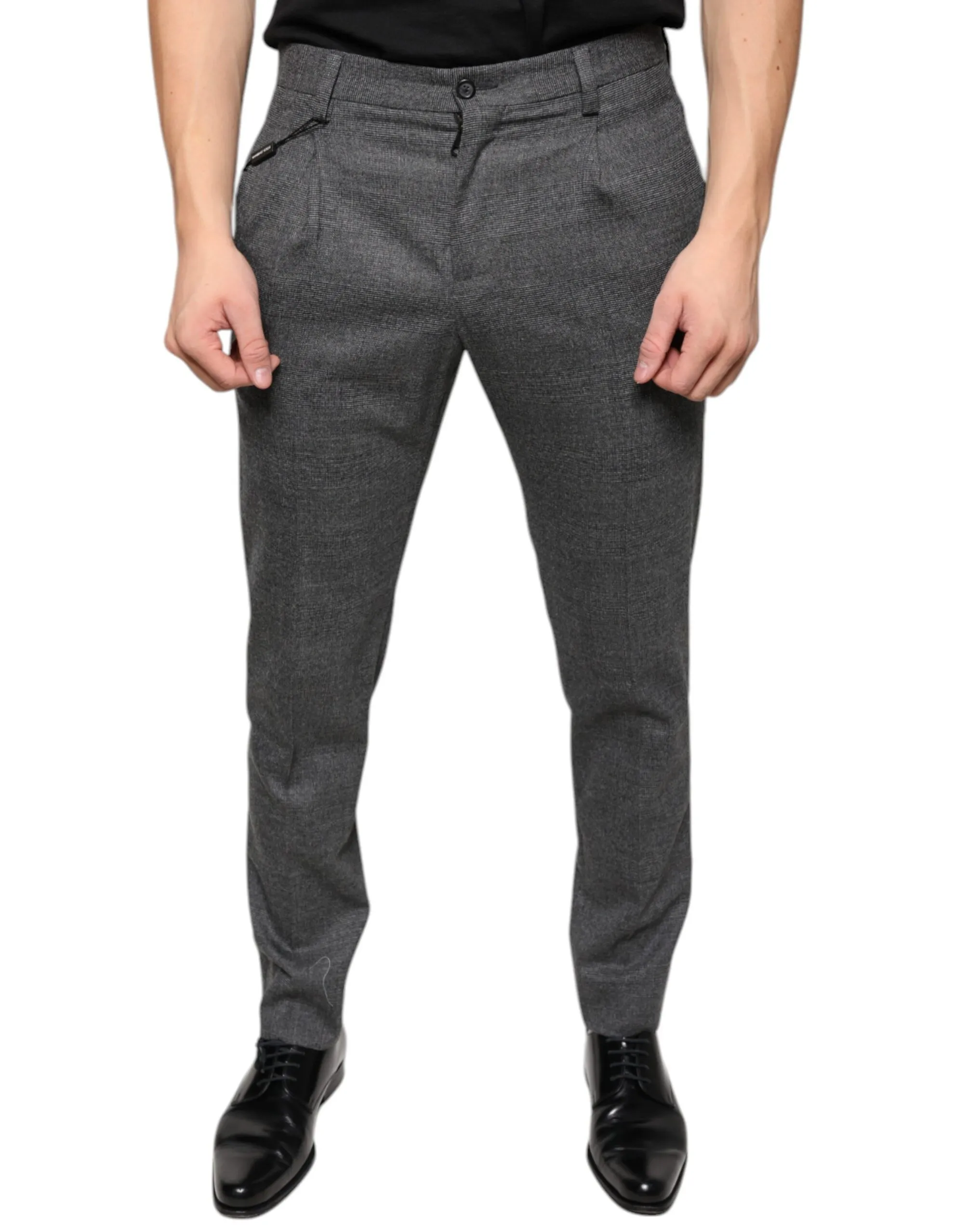 Dolce & Gabbana Men's Gray Check Tartan Wool Skinny Pants