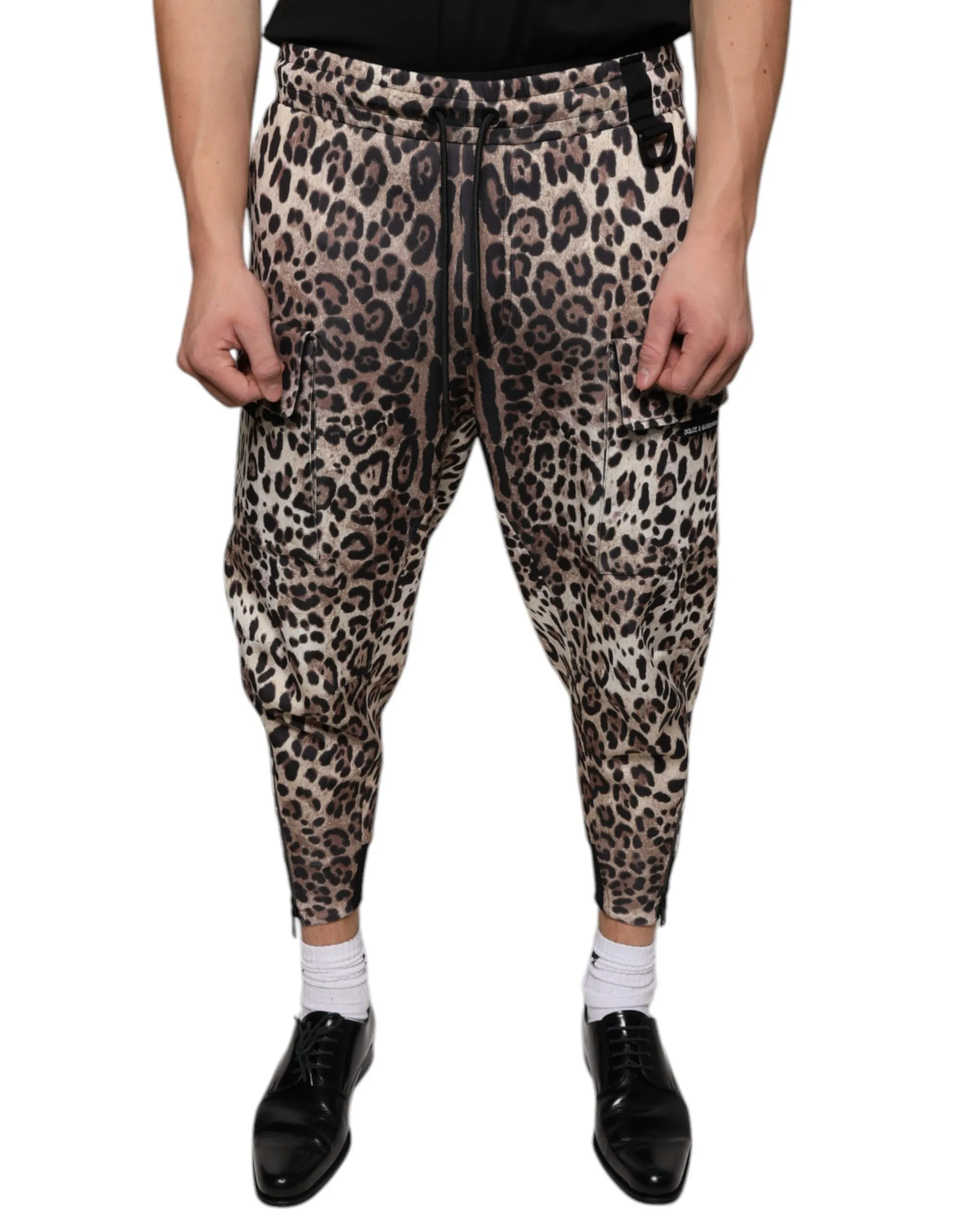 Dolce & Gabbana Men's Brown Leopard Polyester Jogger Pants