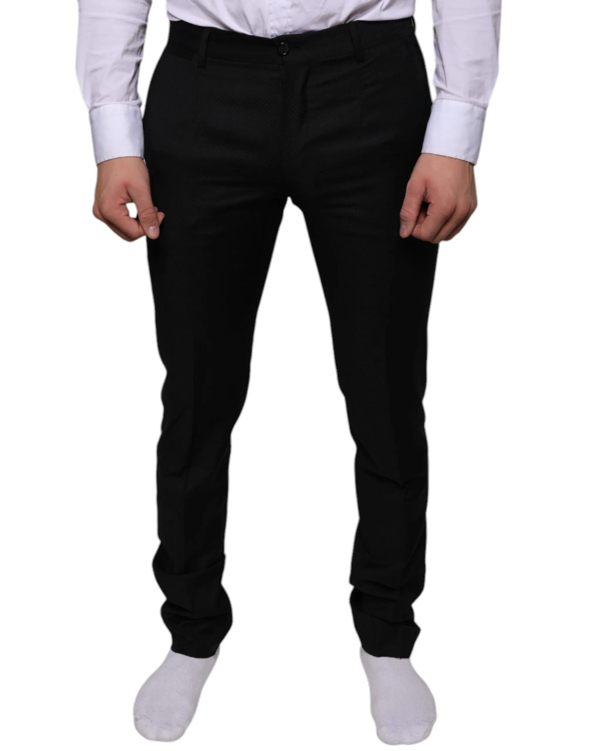 Dolce & Gabbana Men's Black Wool Skinny Dress Formal Pants