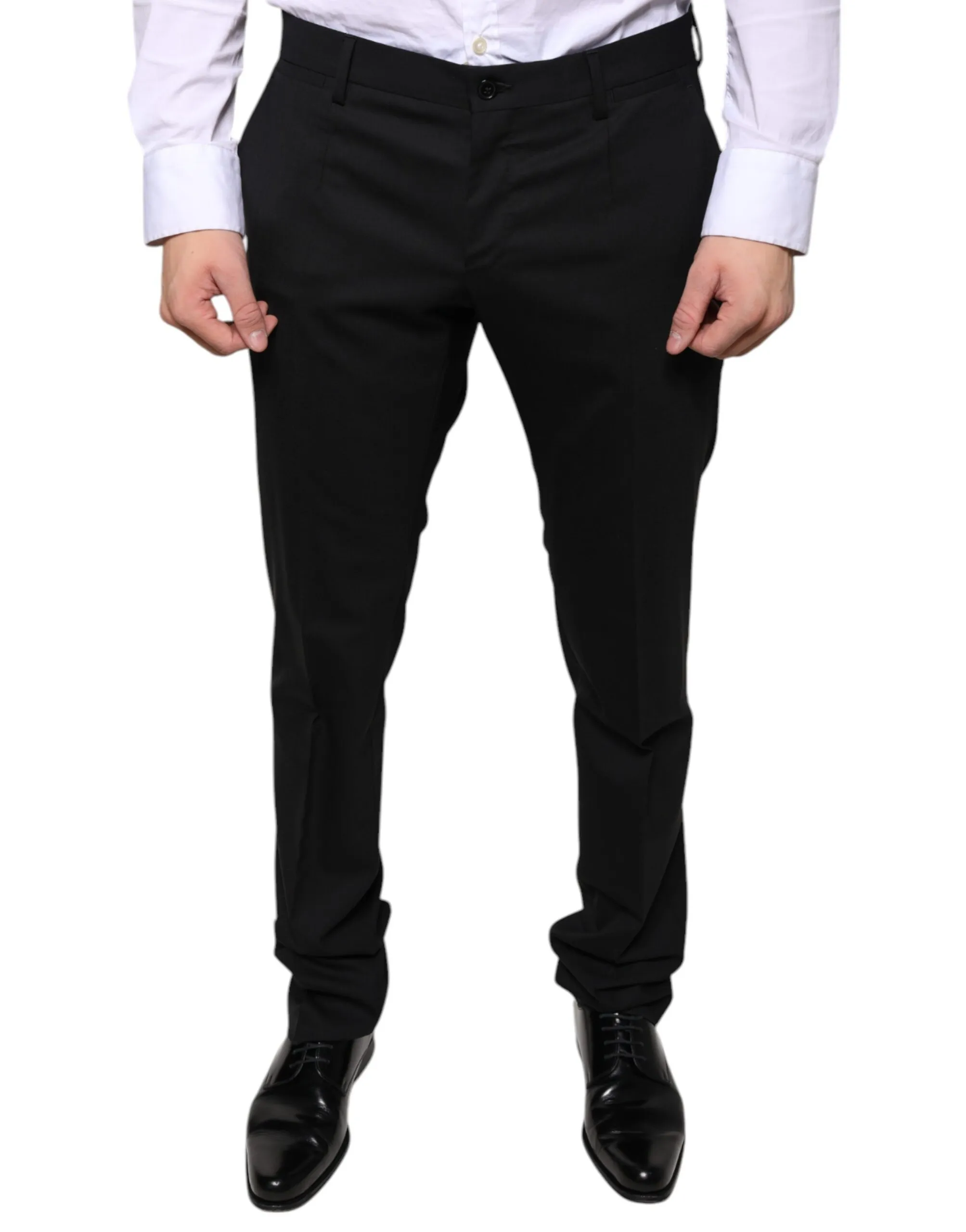 Dolce & Gabbana Men's Black Wool Skinny Dress Formal Pants