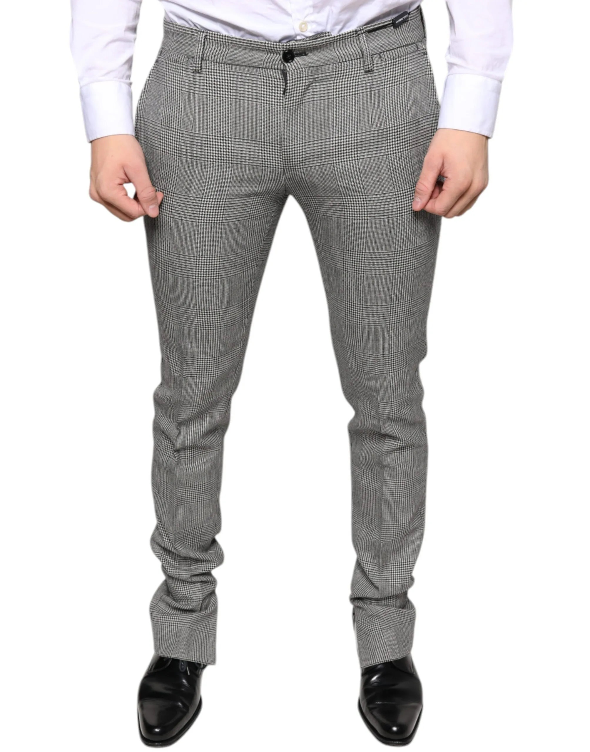 Dolce & Gabbana Men's Gray Check Tartan Wool Skinny Pants