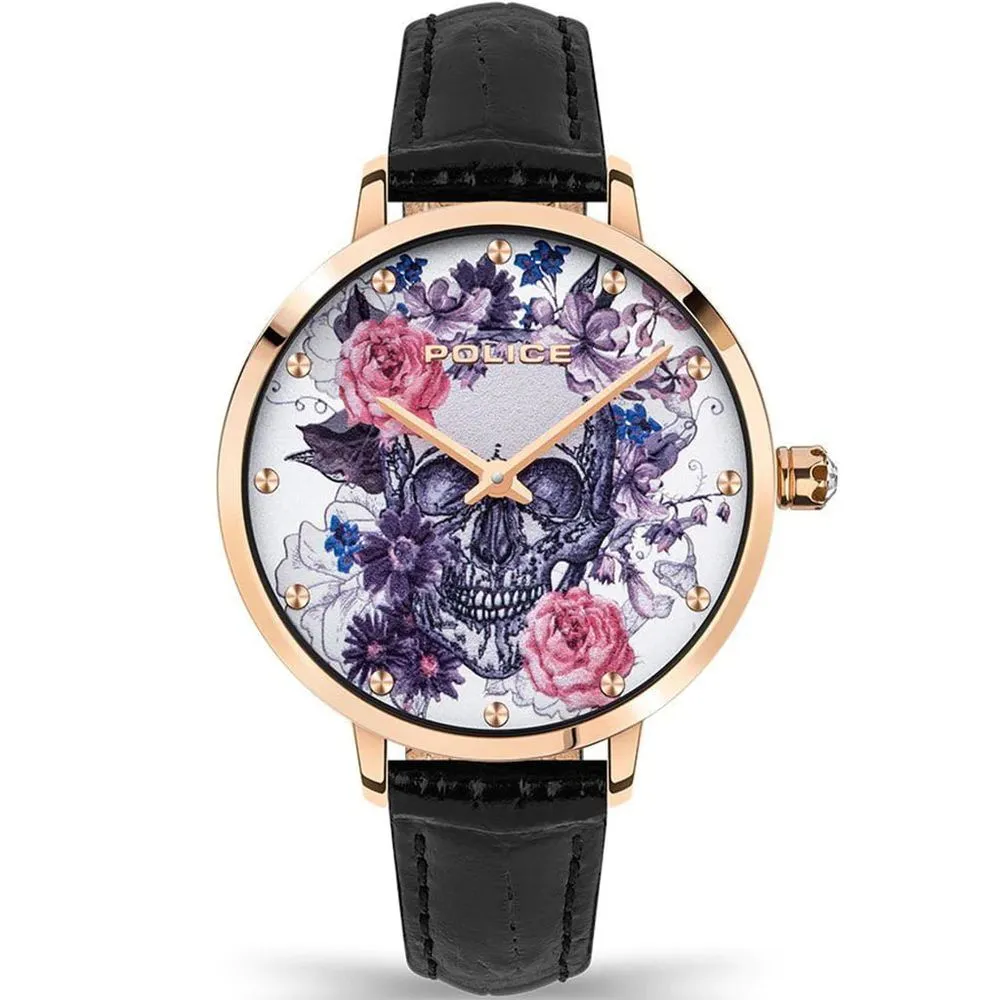 Police Women's Black Leather Watch