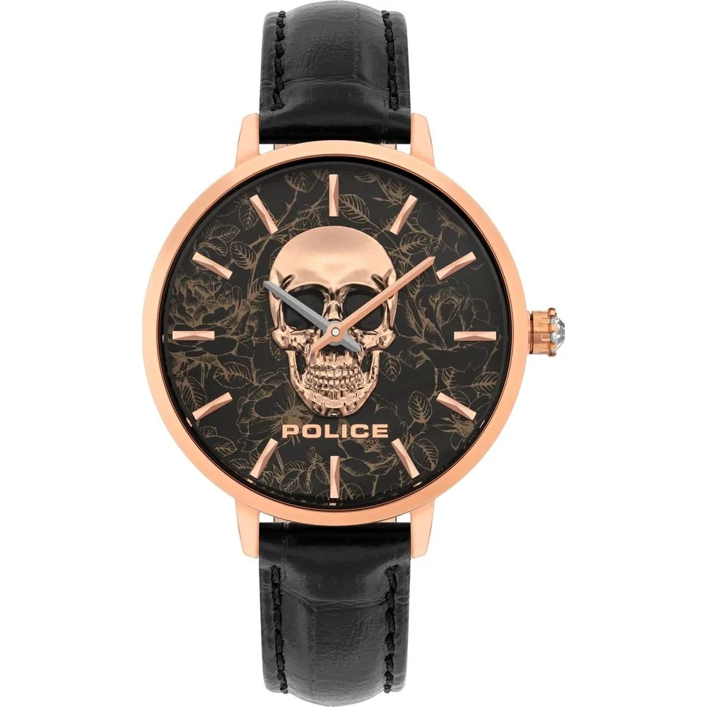 Police Women's Black Leather Watch