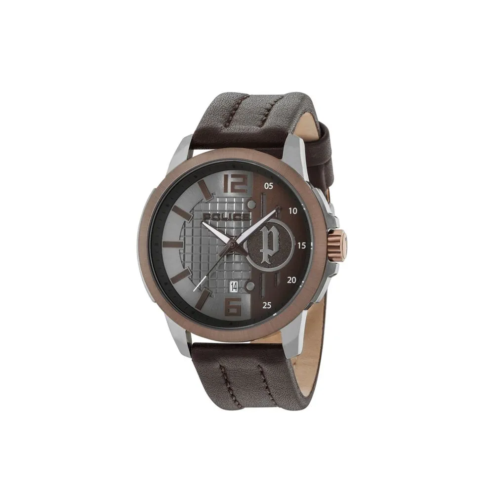 Police Men's Brown Leather Watch