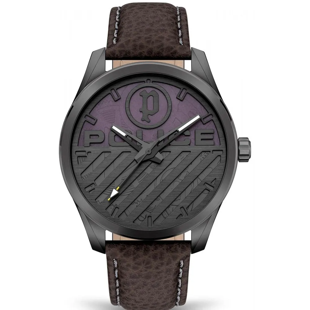 Police Men's Brown Leather Watch