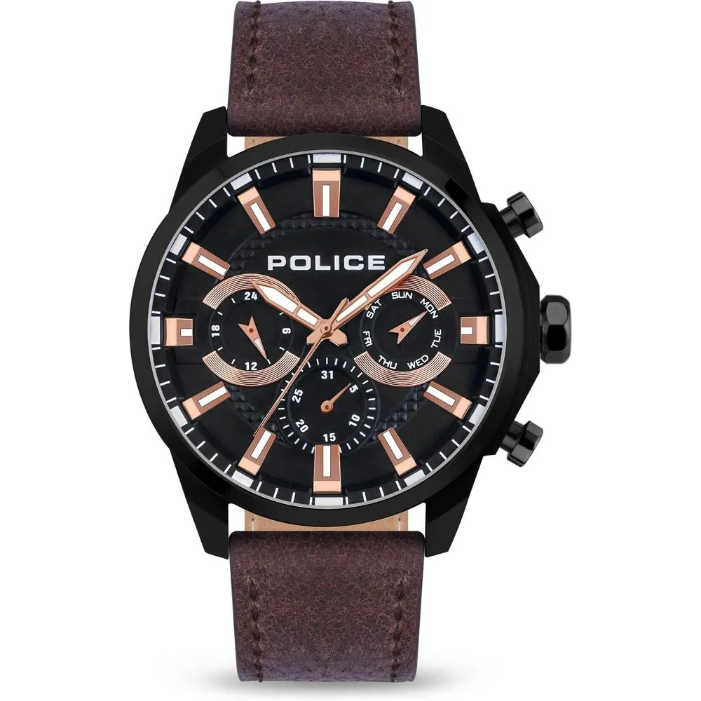Police Men's Red Leather Watch