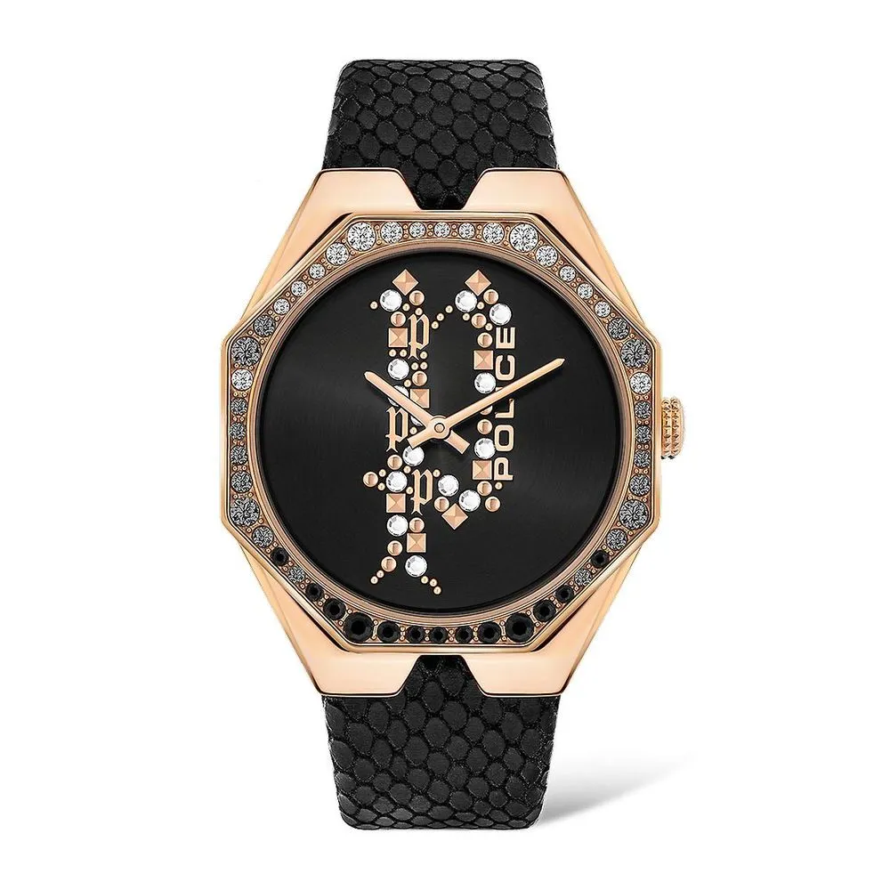 Police Women's Black Leather Watch