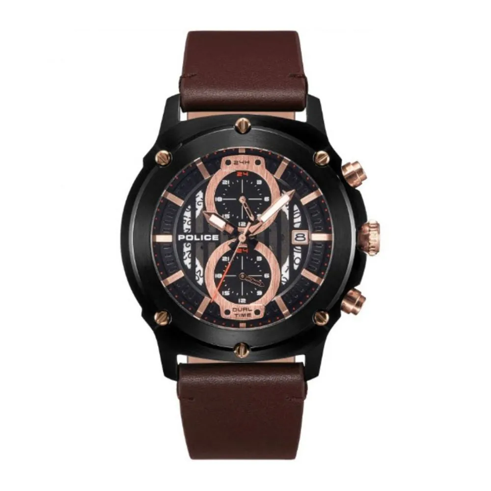 Police Men's Brown Leather Watch