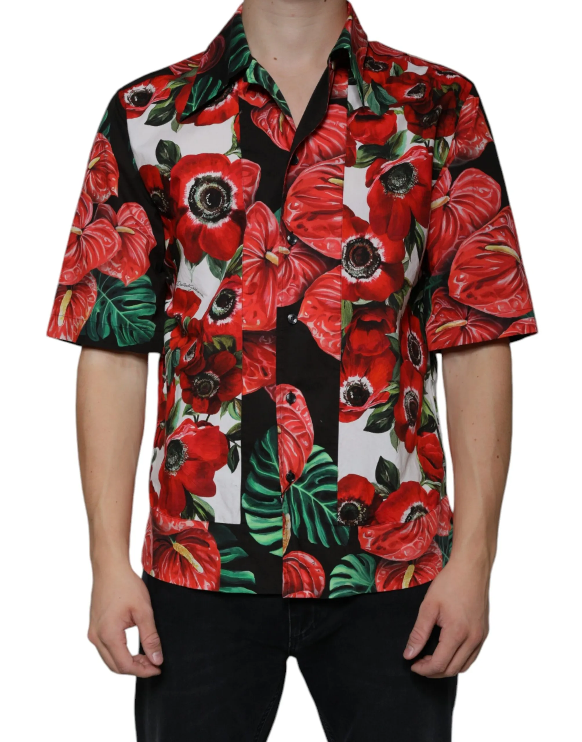 Dolce & Gabbana Men's Multicolor Anemone Button Down Casual Shirt