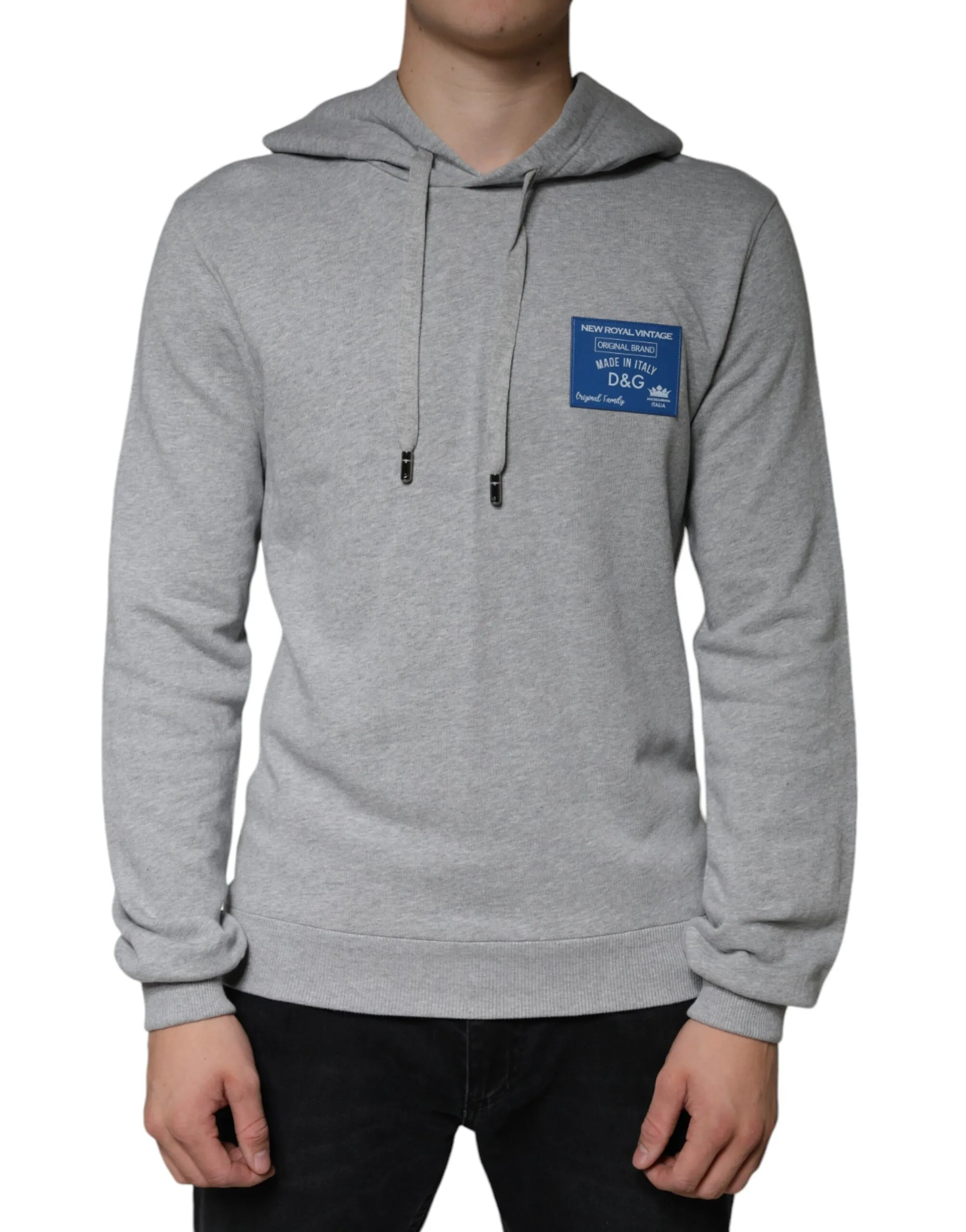 Dolce & Gabbana Men's Gray Cotton Logo Hooded Sweatshirt Sweater