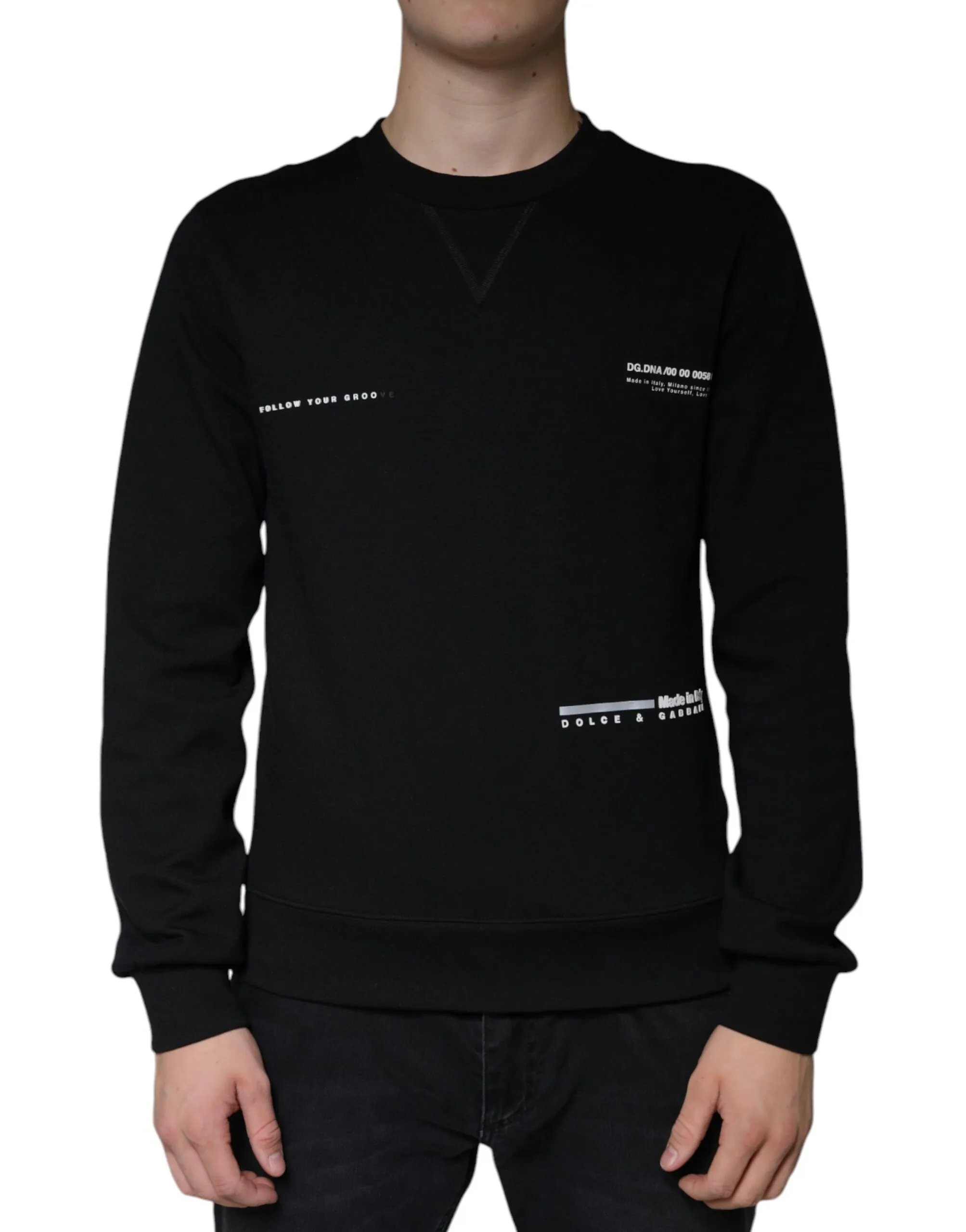 Dolce & Gabbana Men's Black Logo Print CrewNeck Sweatshirt Sweater