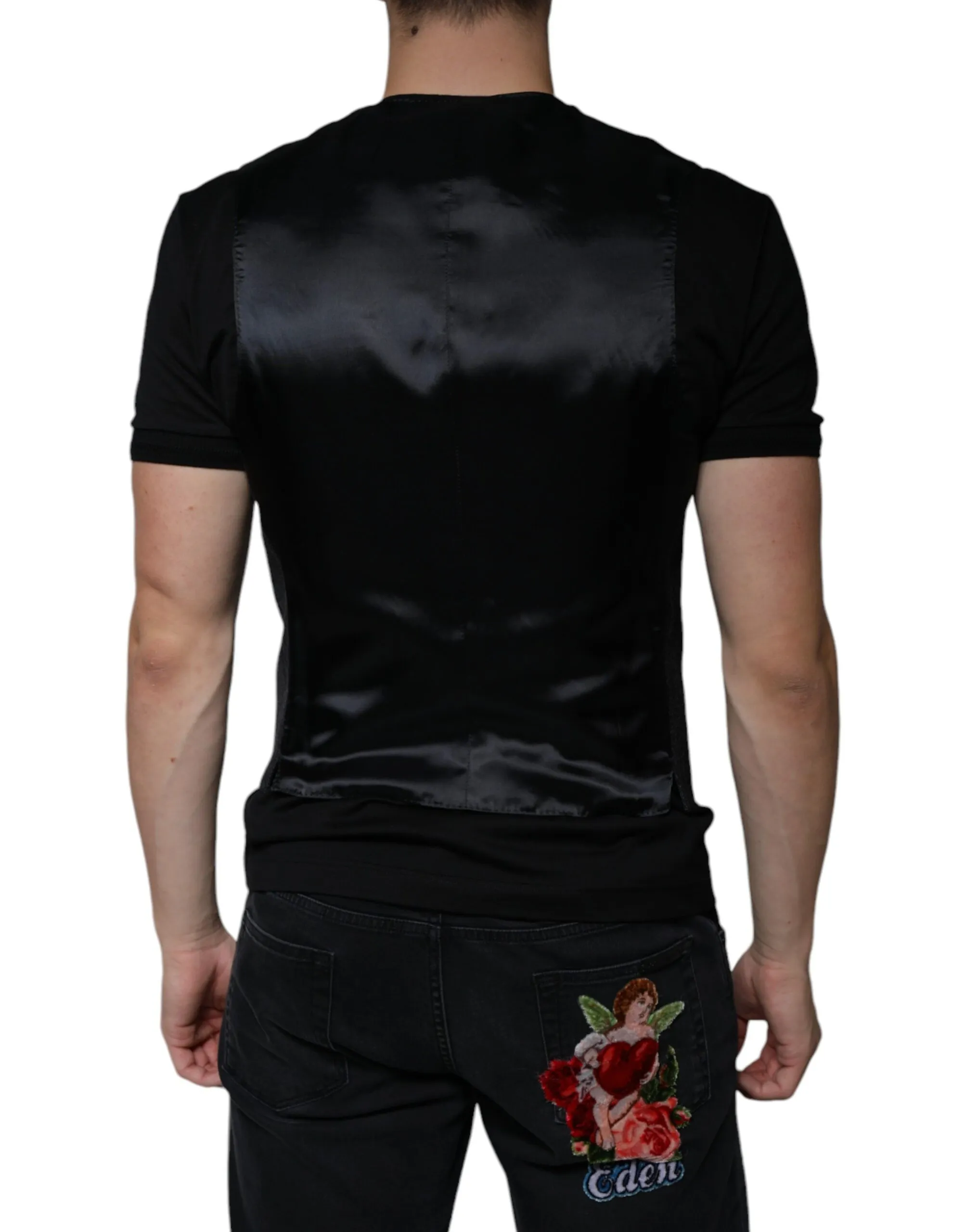 Dolce & Gabbana Men's Black Wool Sleeveless Dress Waistcoat Vest