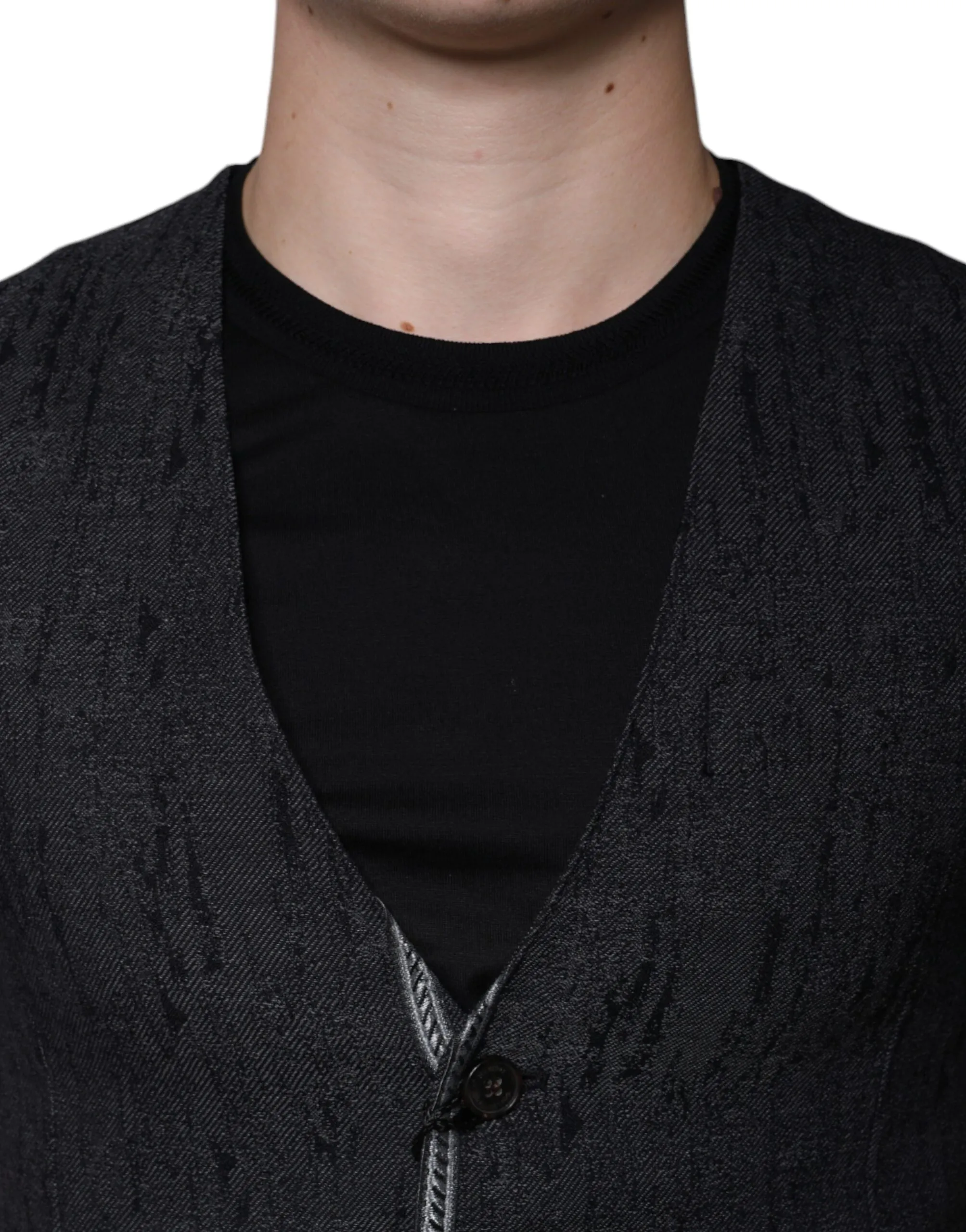 Dolce & Gabbana Men's Black Wool Sleeveless Dress Waistcoat Vest