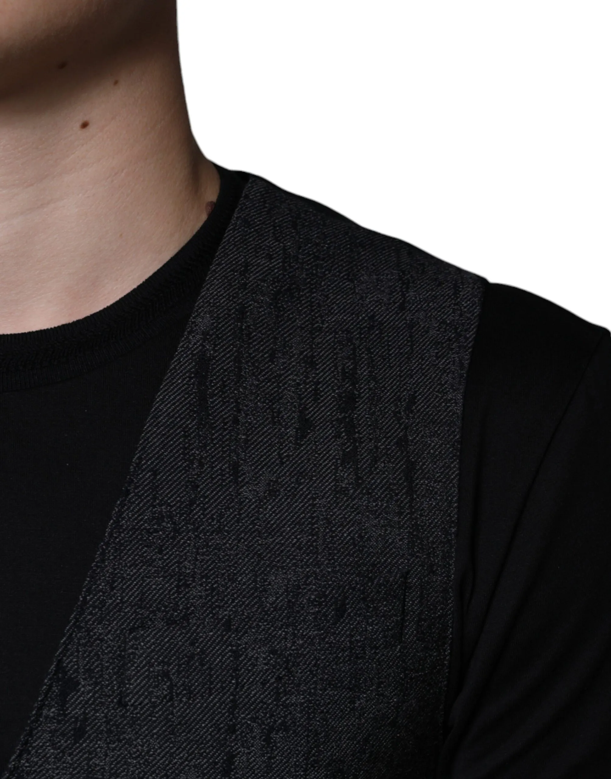 Dolce & Gabbana Men's Black Wool Sleeveless Dress Waistcoat Vest