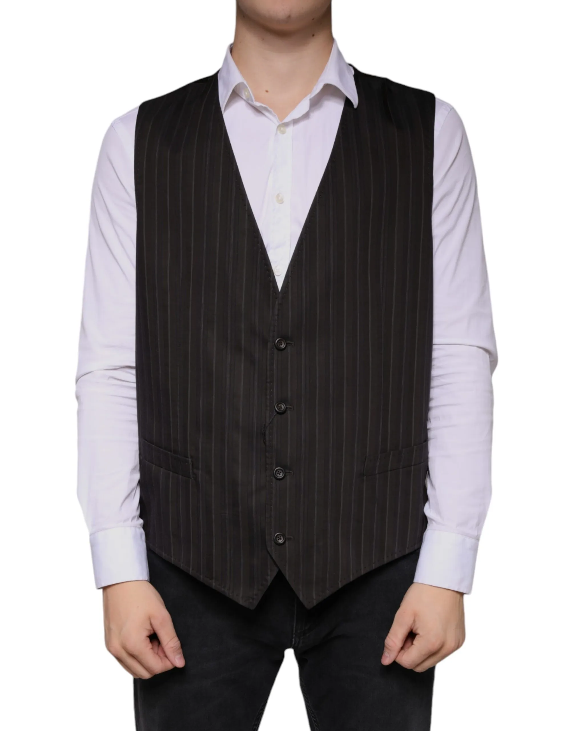 Dolce & Gabbana Men's Black Cotton Waistcoat Dress Formal Vest