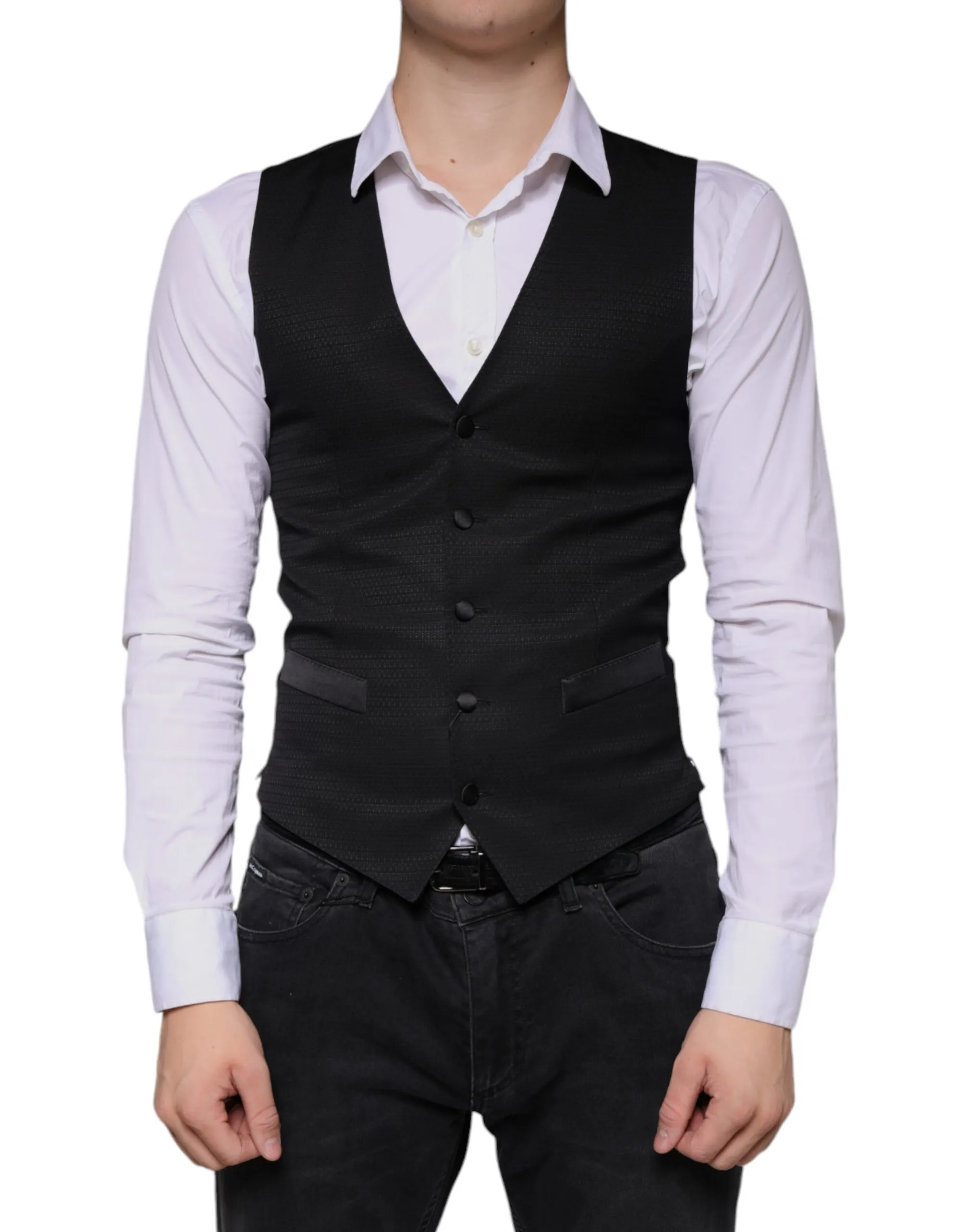Dolce & Gabbana Men's Black Wool Waistcoat Dress Formal Vest