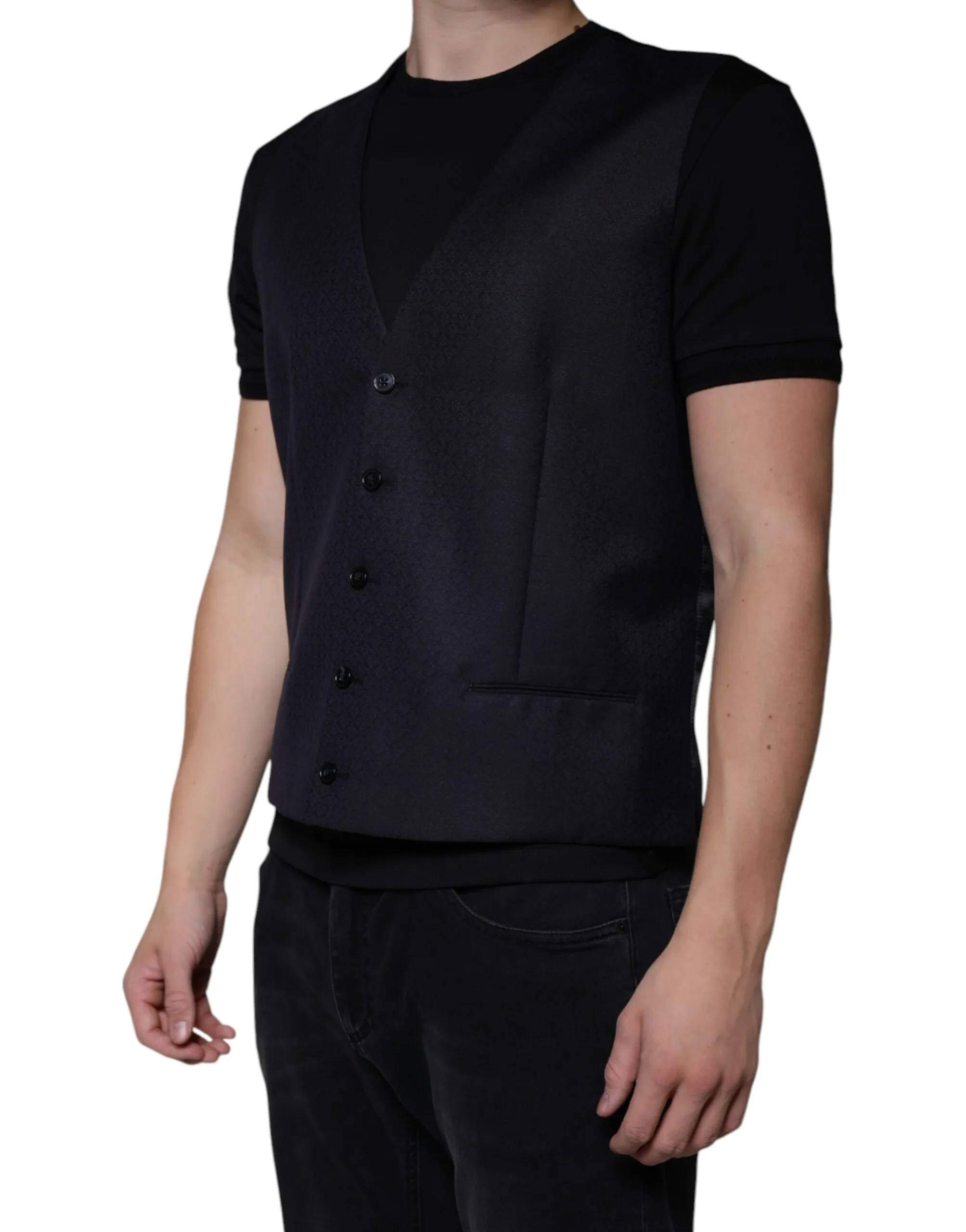 Dolce & Gabbana Men's Black Wool Waistcoat Dress Formal Vest