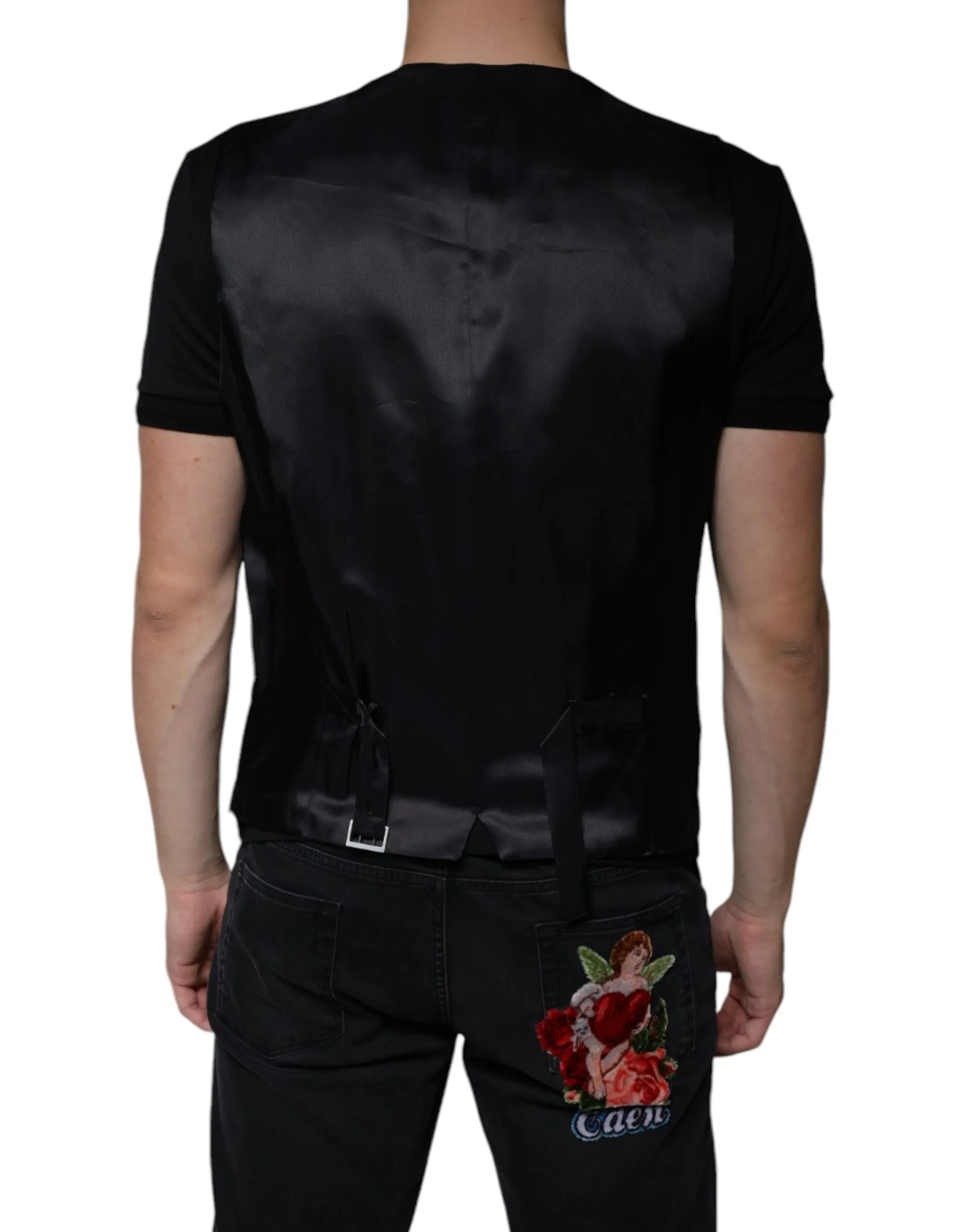Dolce & Gabbana Men's Black Wool Waistcoat Dress Formal Vest