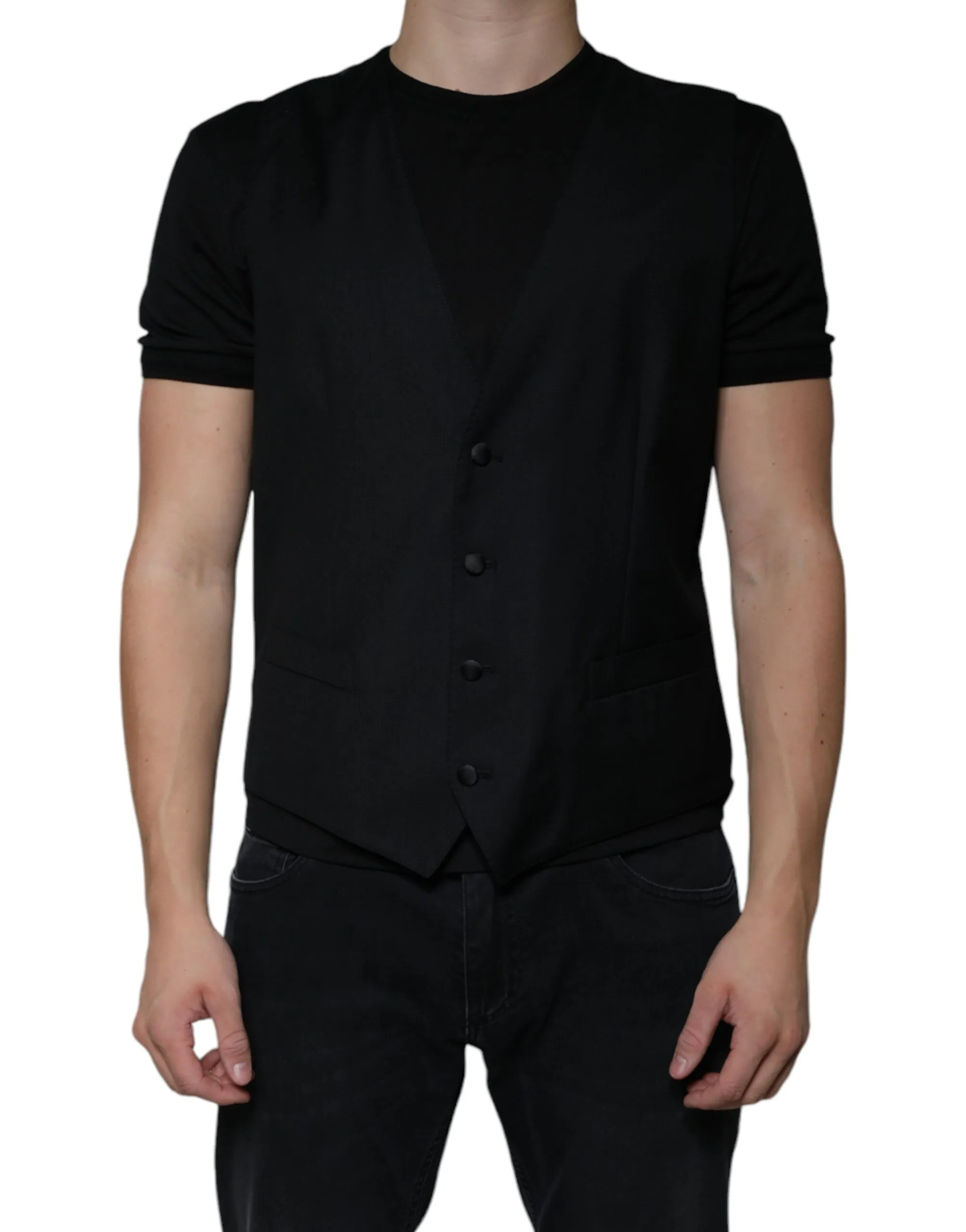 Dolce & Gabbana Men's Black Wool Waistcoat Dress Formal Vest