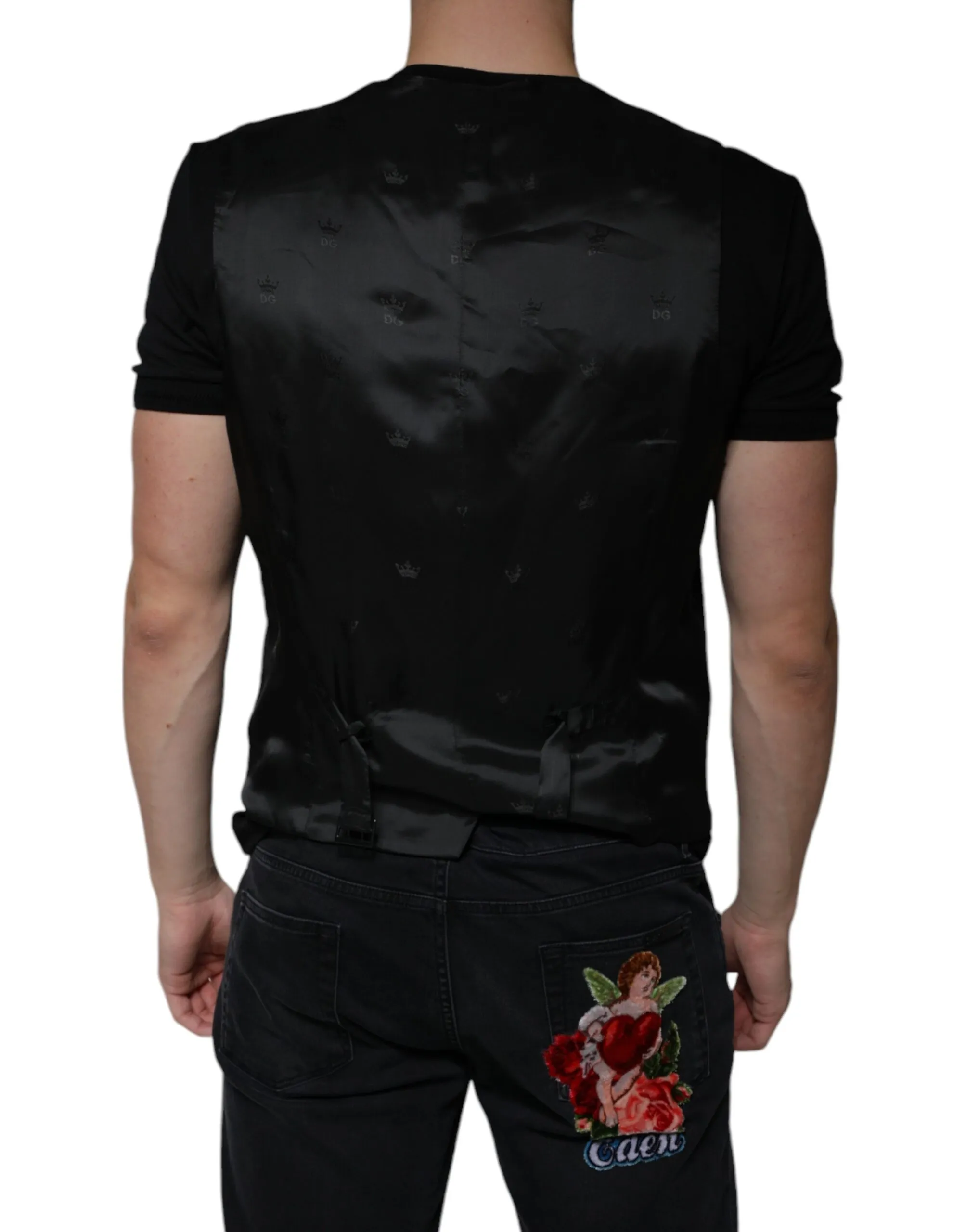 Dolce & Gabbana Men's Black Wool Waistcoat Dress Formal Vest