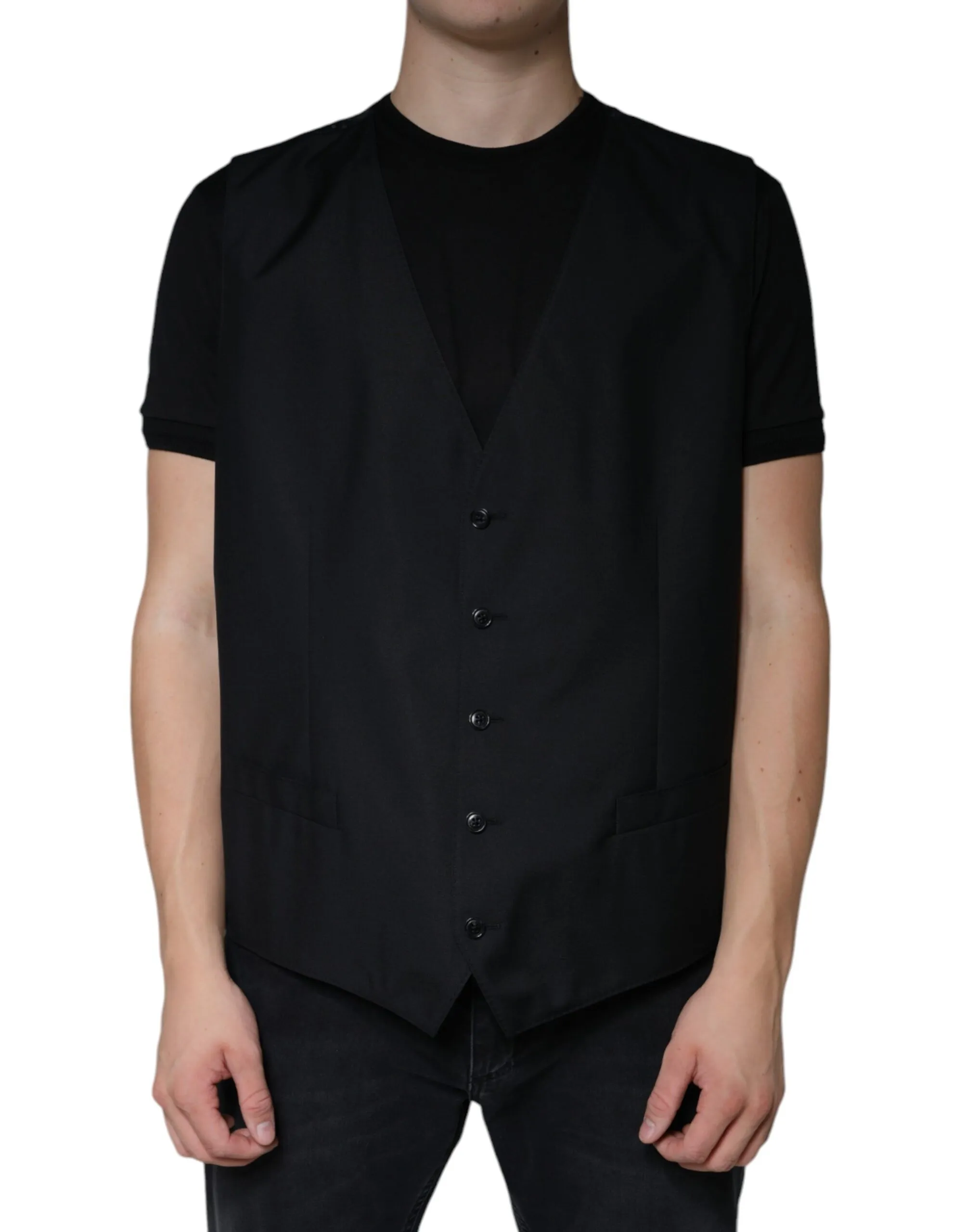 Dolce & Gabbana Men's Black Wool Waistcoat Dress Formal Vest