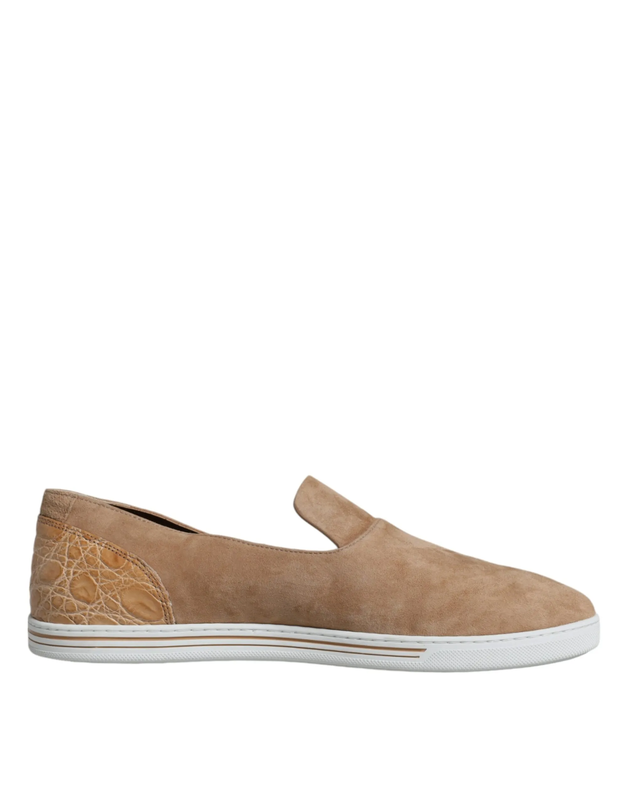 Dolce & Gabbana Men's Beige Suede Caiman Loafers Slippers Shoes