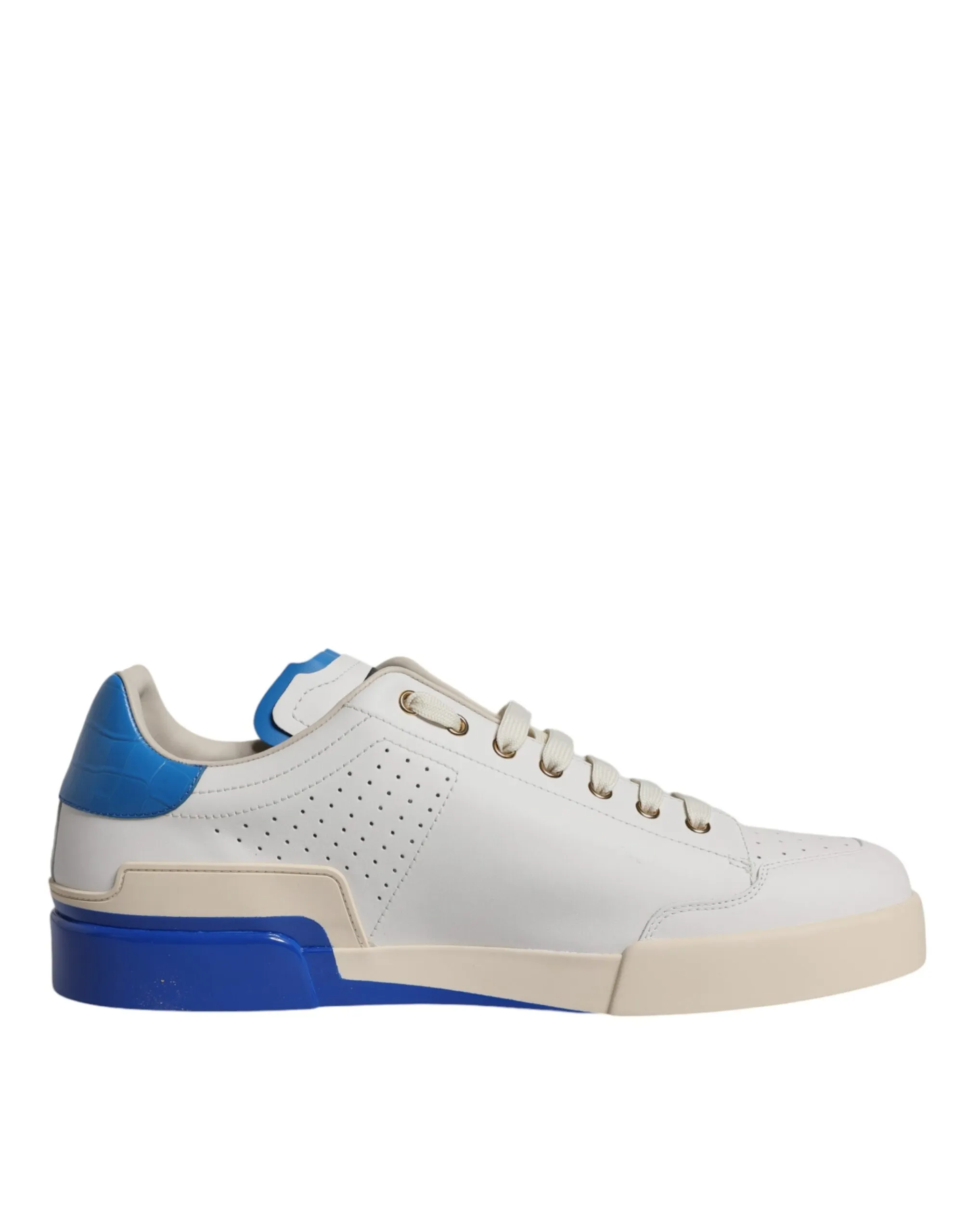 Dolce & Gabbana Men's White Blue Perforated Low Top Sneakers Shoes