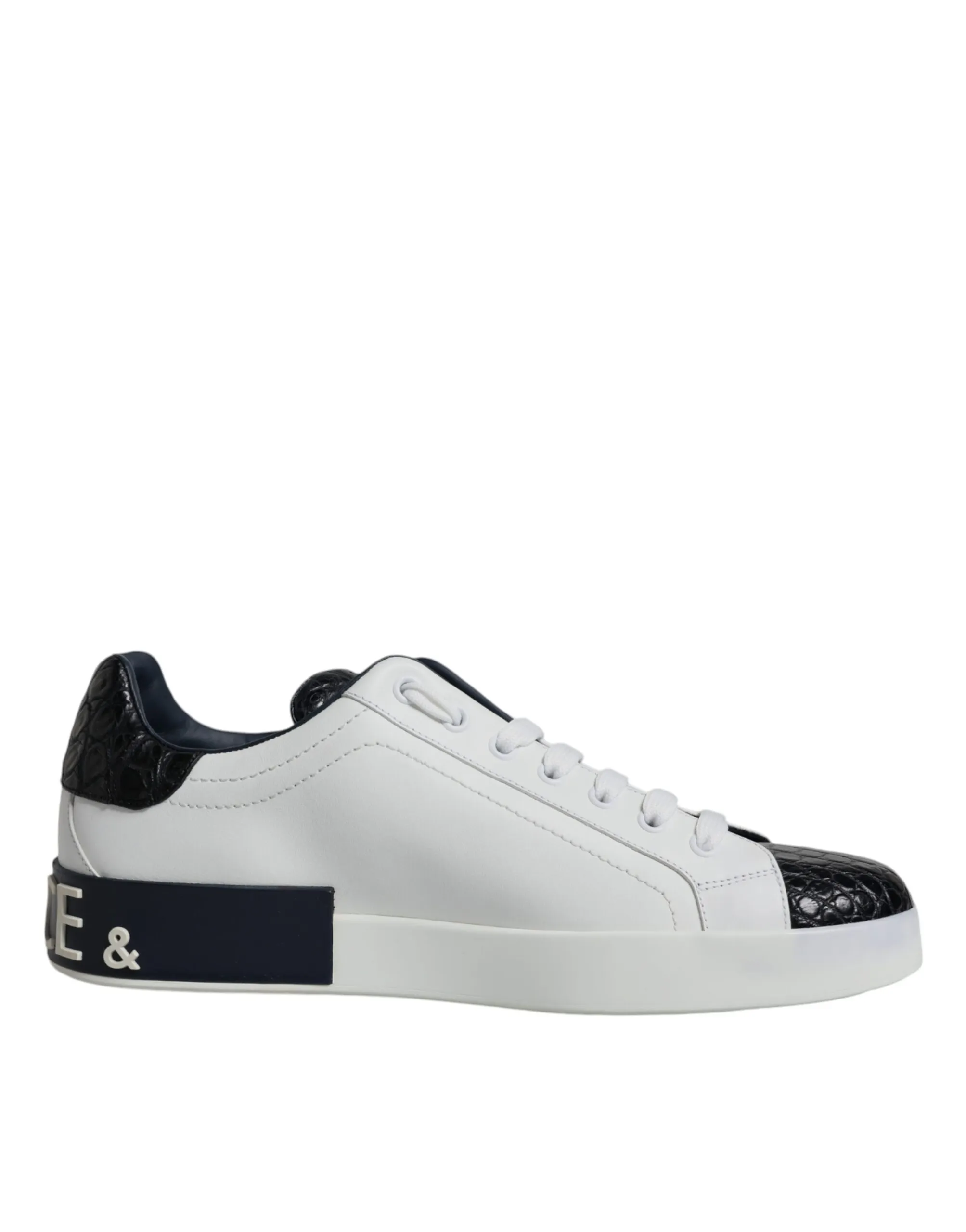 Dolce & Gabbana Men's White Leather Logo Portofino Sneaker Shoes