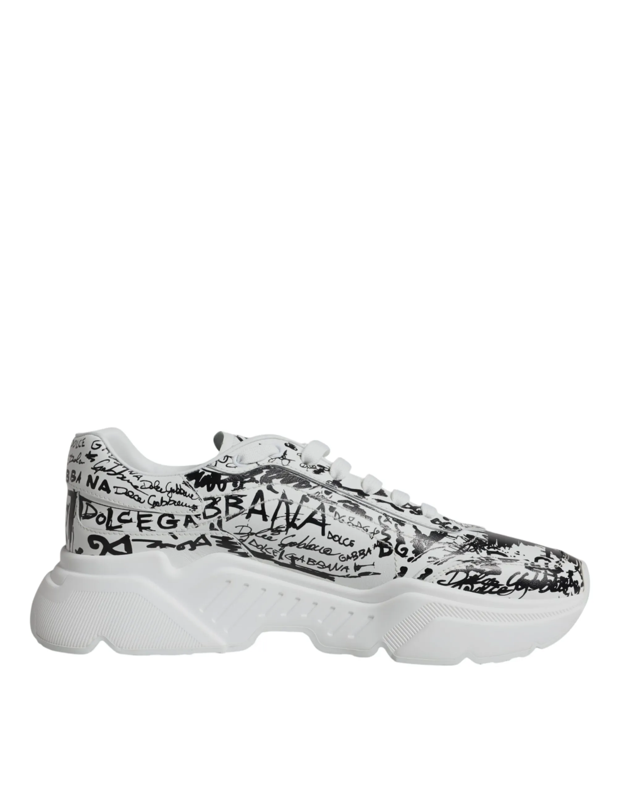 Dolce & Gabbana Men's White Black Graffiti Daymaster Sneakers Shoes